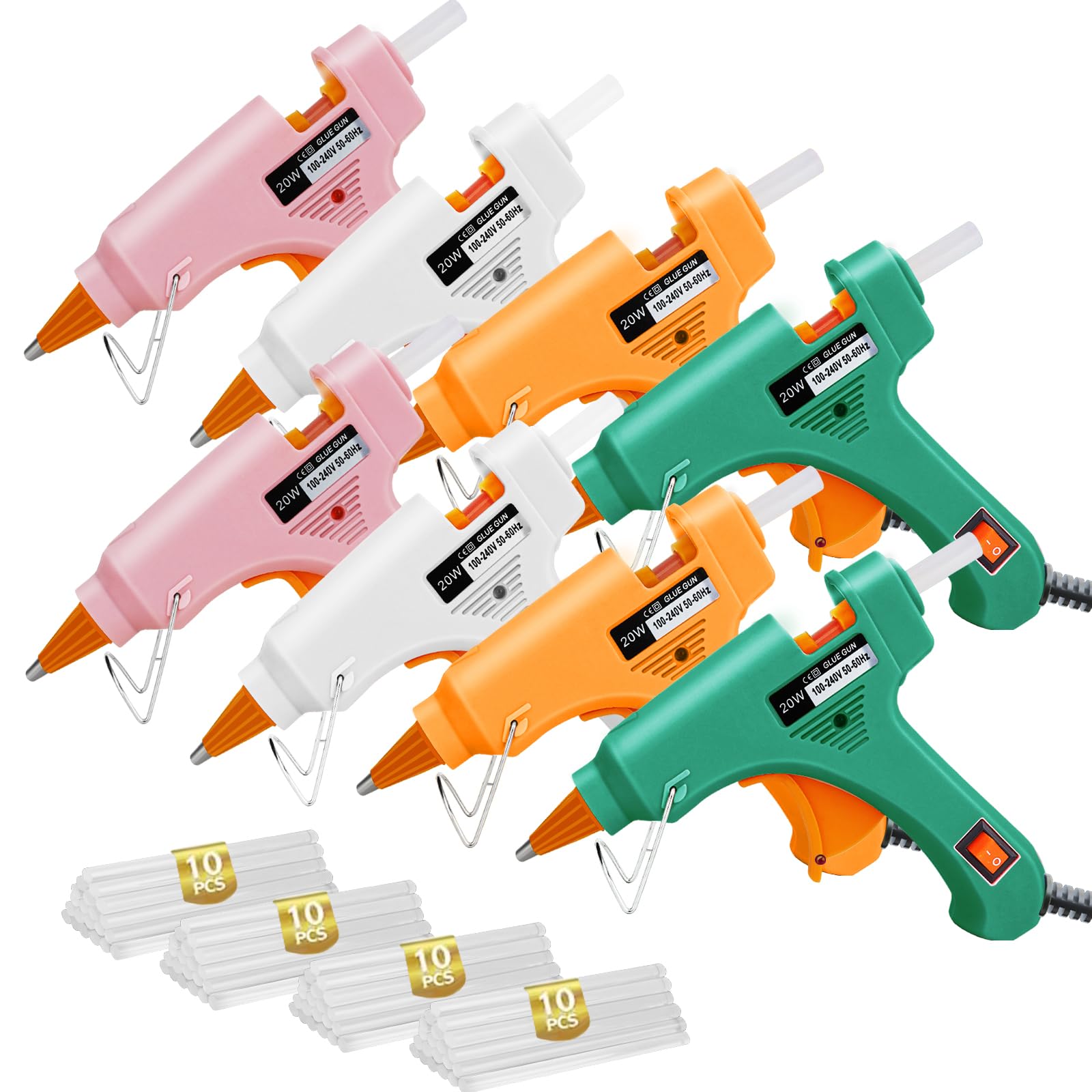 Fast Heating Mini Hot Glue Gun Kit with 40 Glue Sticks & Anti-Scald Nozzles - 8 Pack Multicolor Craft Glue Gun Set for DIY Projects, Home Repairs, School Crafts, and Art Creations | Perfect for Scrapbooking, Woodworking, and Holiday Decorations