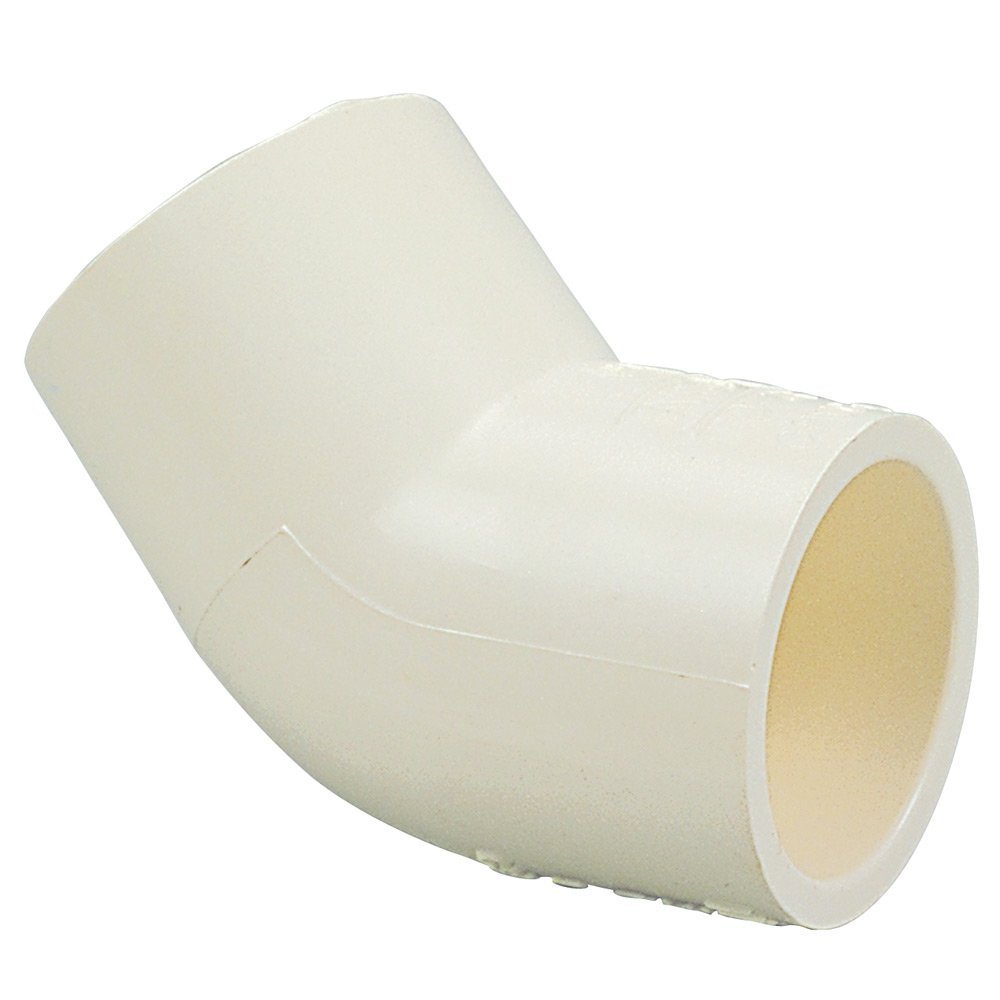 45 Degree Schedule 40 PVC Slip Elbow Fitting - 1 1/2 Inch Diameter (1 Pack) - 417-015 - Perfect for Plumbing, Irrigation, and DIY Projects