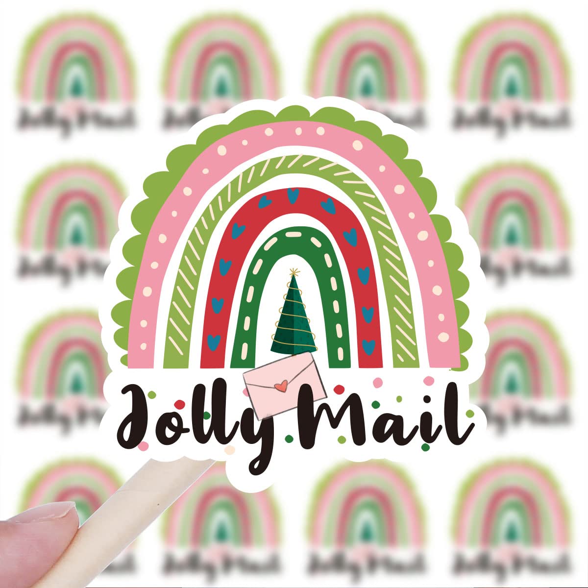 240 PCS Jolly Mail Rainbow Stickers for Small Business - Cute Envelope Seals for Packages, Handmade Goods & Bags - Christmas Theme Shop Stickers - Perfect for Gift Wrapping, Scrapbooking & DIY Crafts