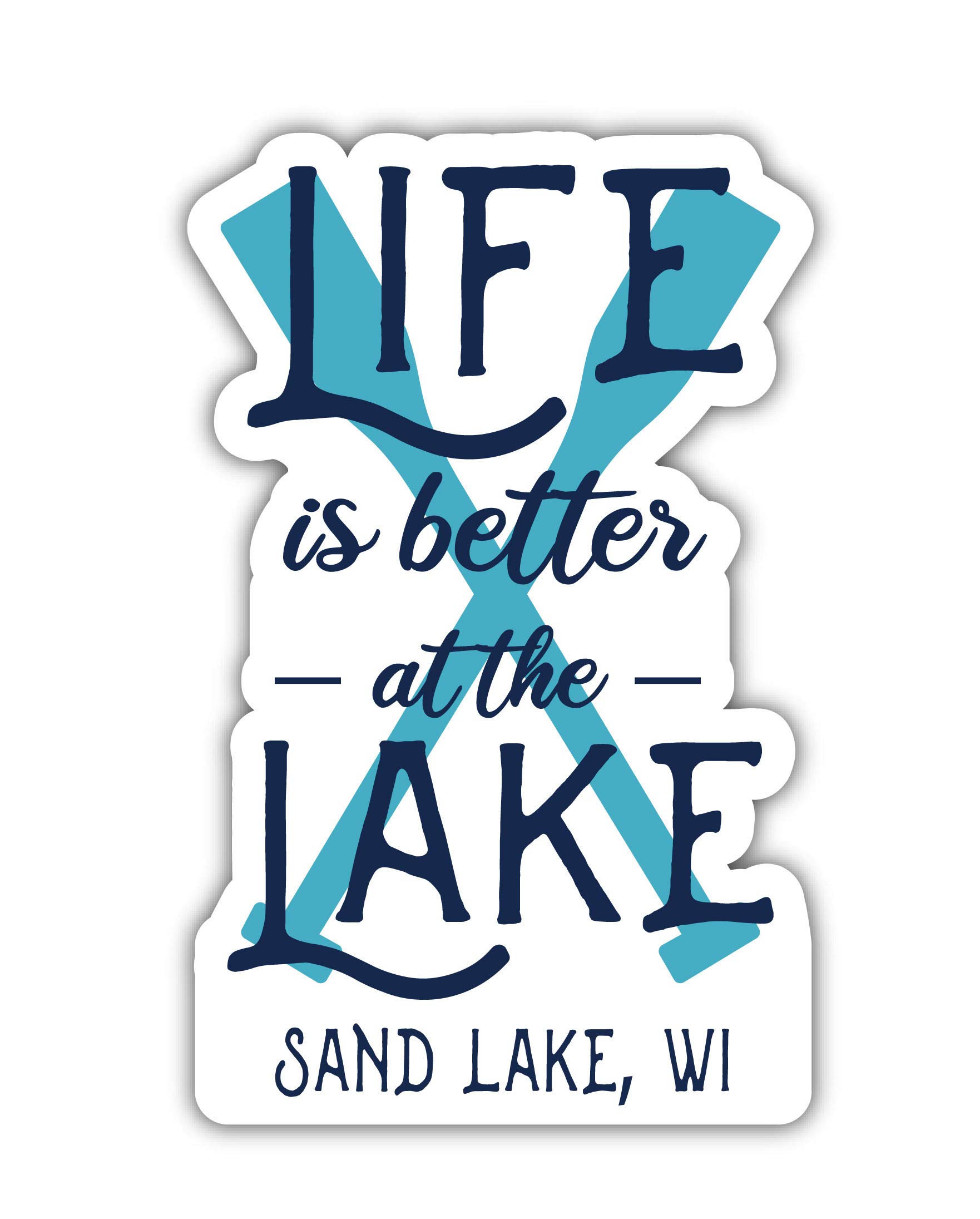 Sand Lake Wisconsin Souvenir 4 Inch Vinyl Decal Sticker - Paddle Design for Laptops, Water Bottles & Car Windows - Perfect for Travelers & Outdoor Enthusiasts