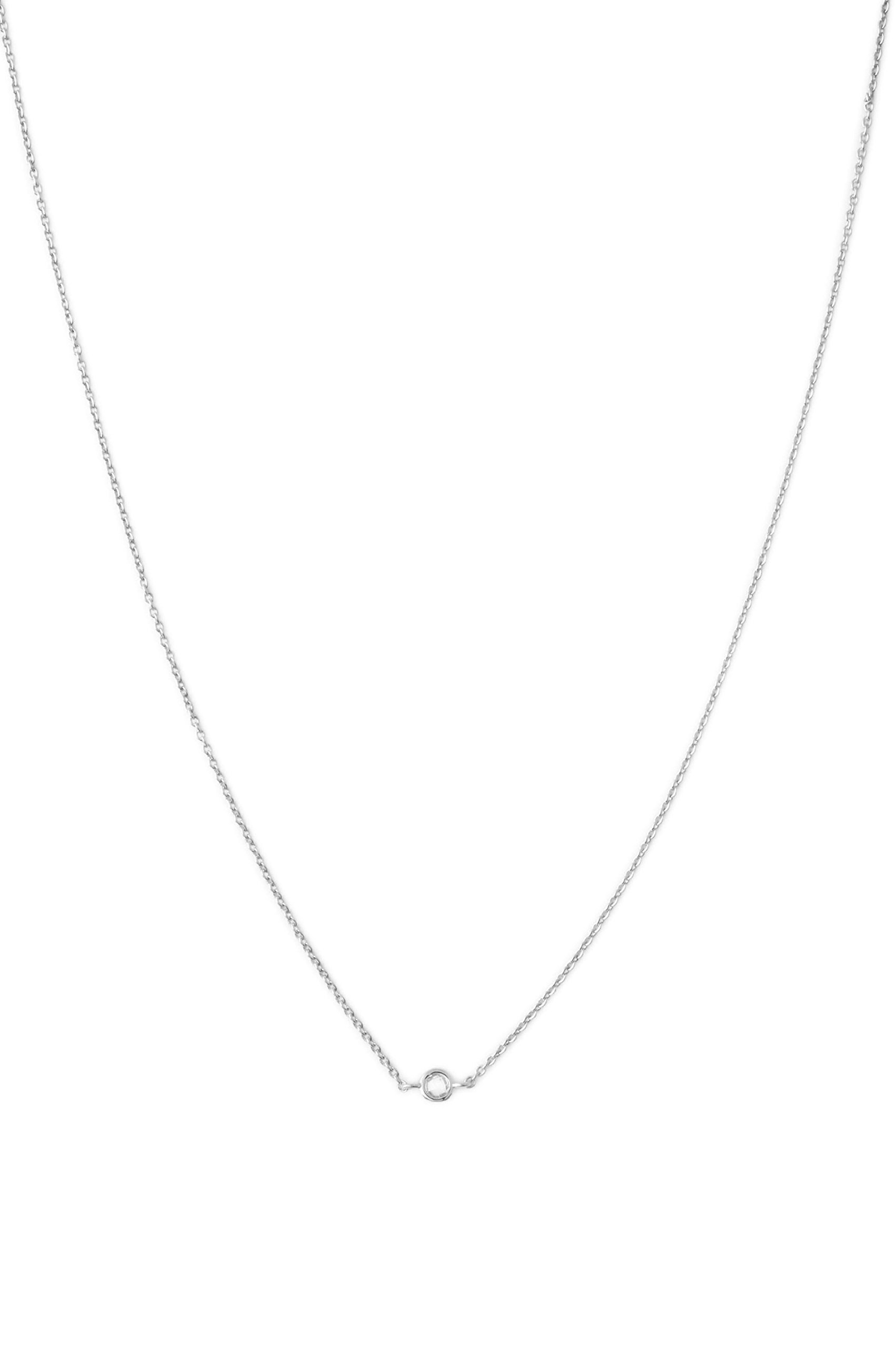 Honeycat Solo Tiny Crystal Bezel Necklace - Gold, Rose Gold, Silver | Minimalist Delicate Jewelry for Women | Perfect for Everyday Wear, Date Night & Special Occasions