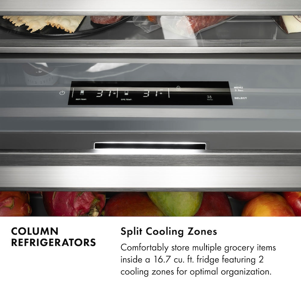 ZLINE 30 Inch 16.7 Cu Ft Column Refrigerator - White Matte Finish with Graphite Gray Interior (RCRV WM 30) | Built-In Kitchen Appliance for Modern Homes