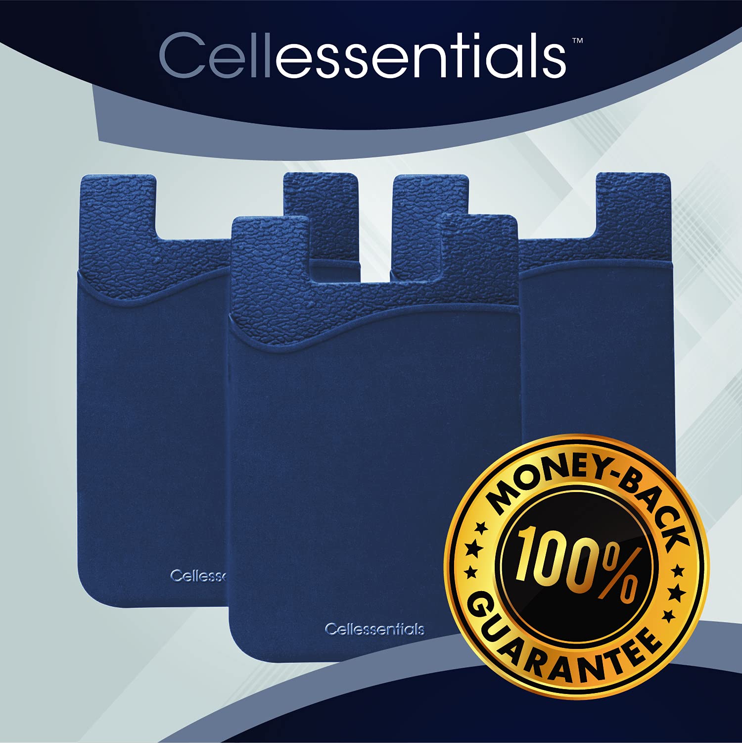 Silicone Stick-On Phone Wallet with Credit Card & ID Holder - Compatible with iPhone, Android & Smartphones (Navy) | Slim & Secure Card Case for Everyday Use, Travel & Business