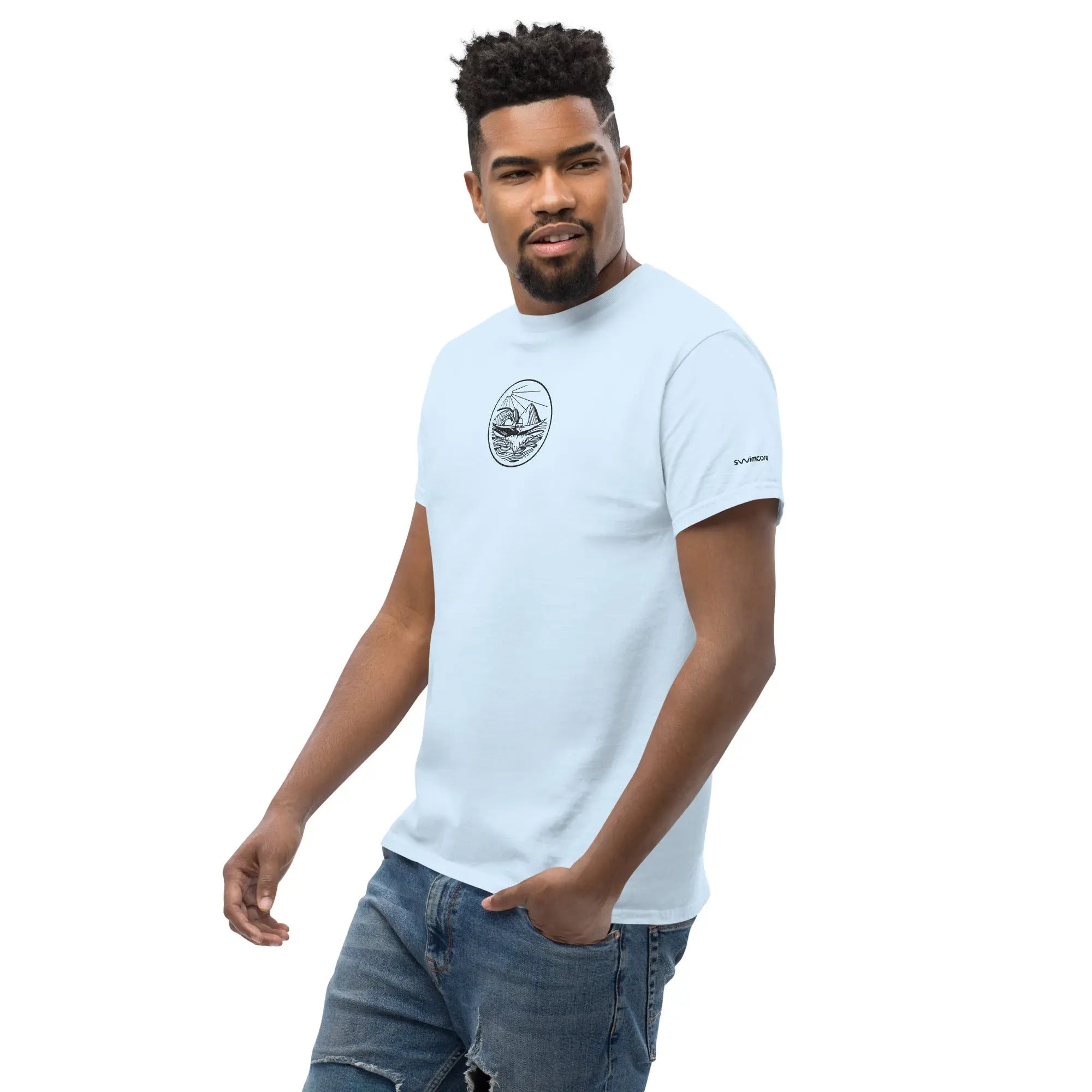 Designer Mountain Swimmer Graphic T-Shirt - Unisex Casual Tee for Men & Women | Perfect for Outdoor Adventures, Beach Trips, and Streetwear Fashion