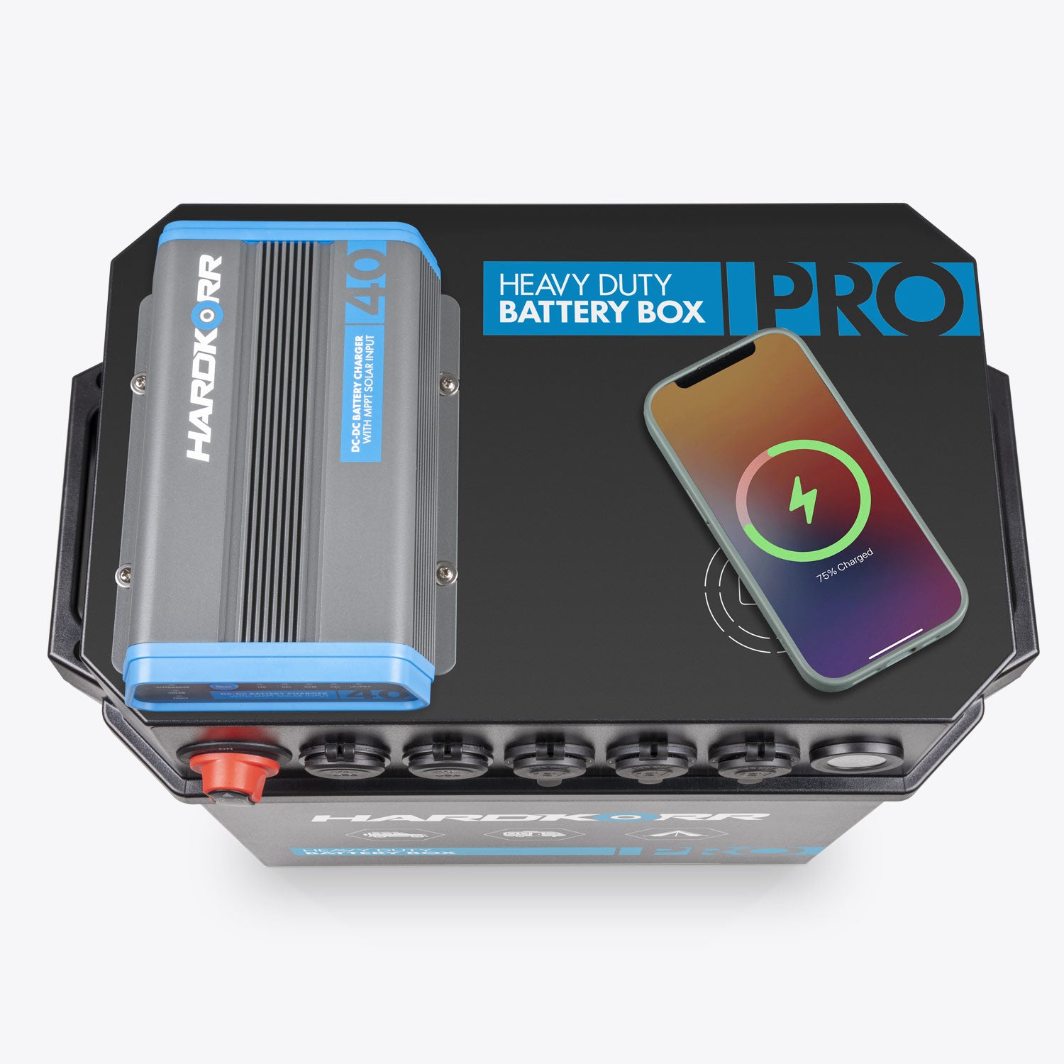 Heavy Duty Battery Box PRO with DCDC Charger - Portable Power Solution for Camping, RV, and Off-Grid Adventures
