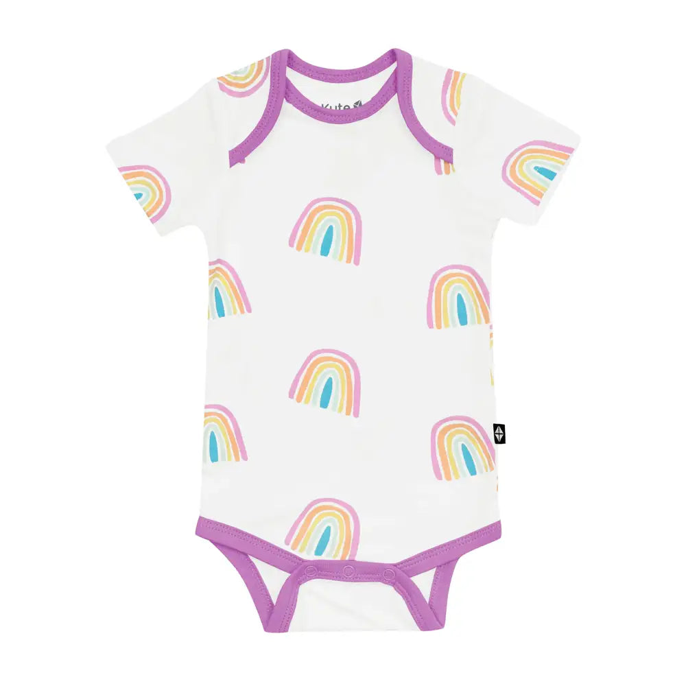Kyte Baby Short Sleeve Bodysuit - Soft Organic Cotton Poi Rainbow Print Onesie for Infants & Toddlers | Perfect for Playtime, Daycare & Family Outings