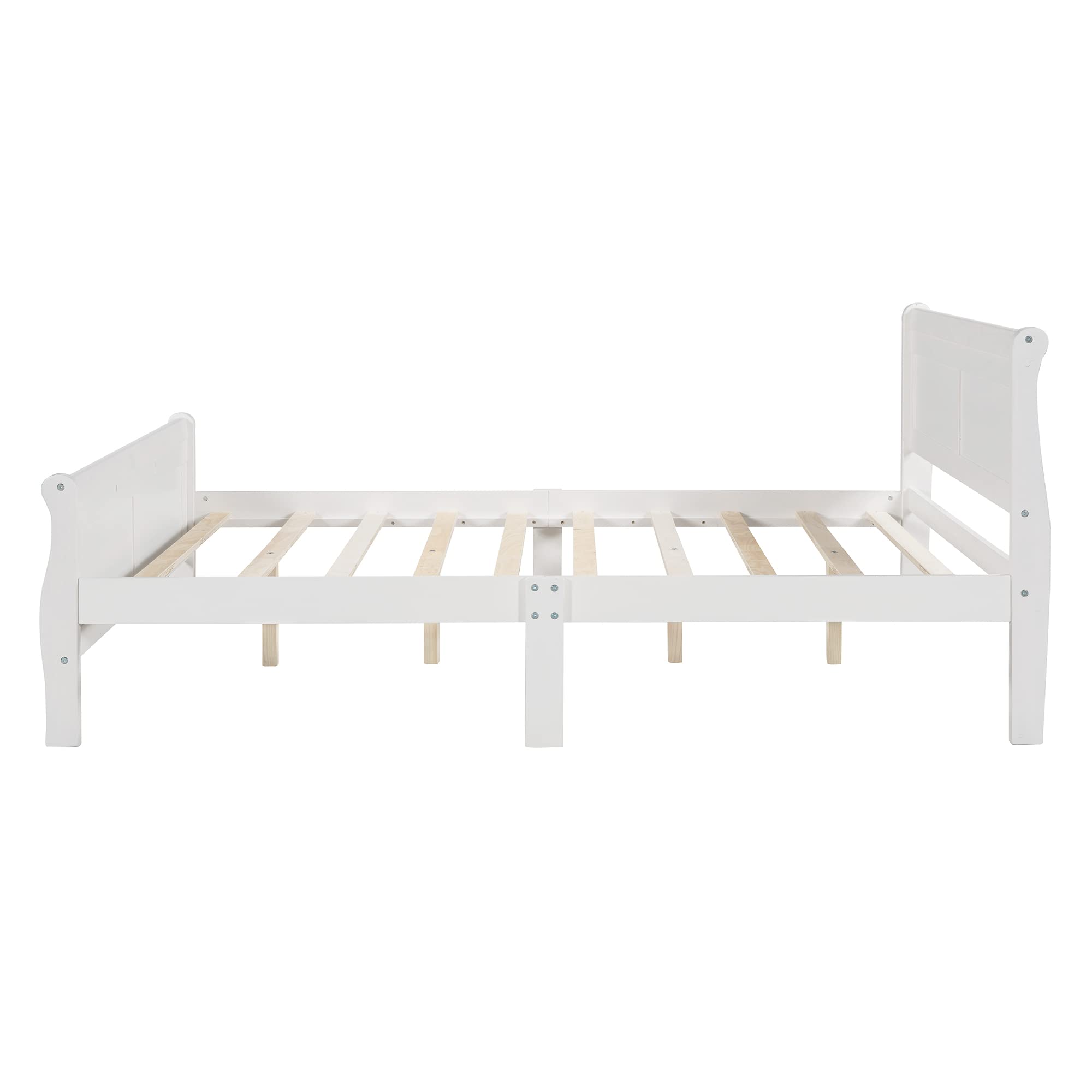 Harper & Bright Designs White Wooden Queen Size Bed Frame with Headboard & Footboard, Sturdy Platform Bed with Wooden Slat Support - No Box Spring Needed for Boys & Girls Bedrooms, Guest Rooms, or Dorm Rooms