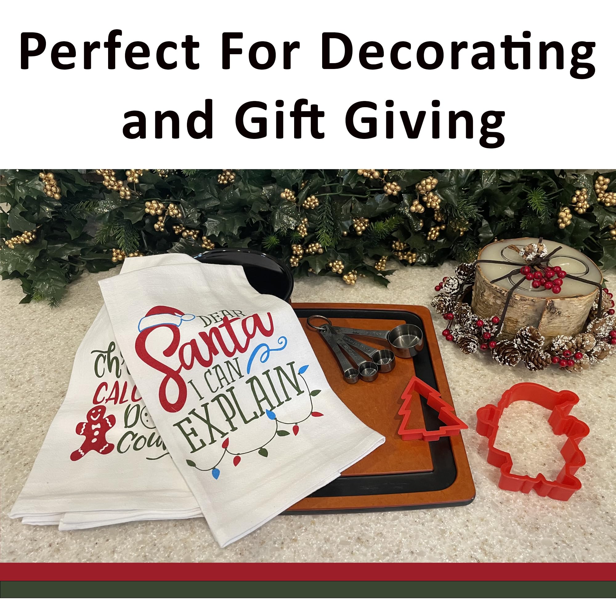 Funny Christmas Kitchen Towels Set - 6 Pack Cotton Holiday Dish Towels with Cute Xmas Designs & Sayings - 15”x25” Flour Sack Towels for Dish Drying, Hand Drying & Festive Decor - Perfect for Holiday Cooking, Gift Giving & Home Decoration