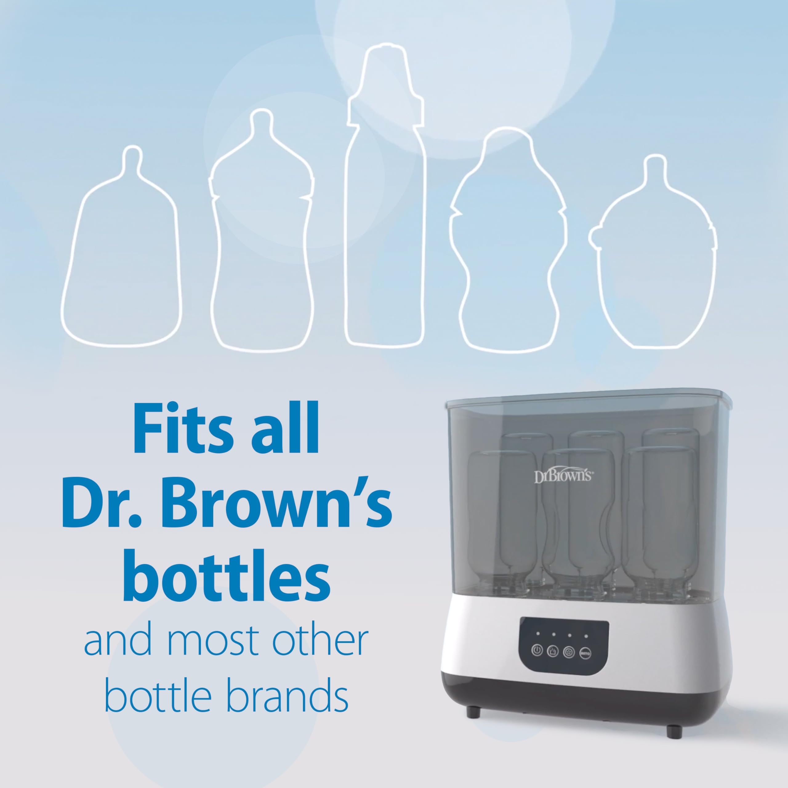 Dr. Brown's All-in-One Baby Bottle Sterilizer and Dryer - Sanitizer for Bottles, Pacifiers, Breast Pump Parts & Newborn Essentials - Perfect for Daycare, Travel & Home Use