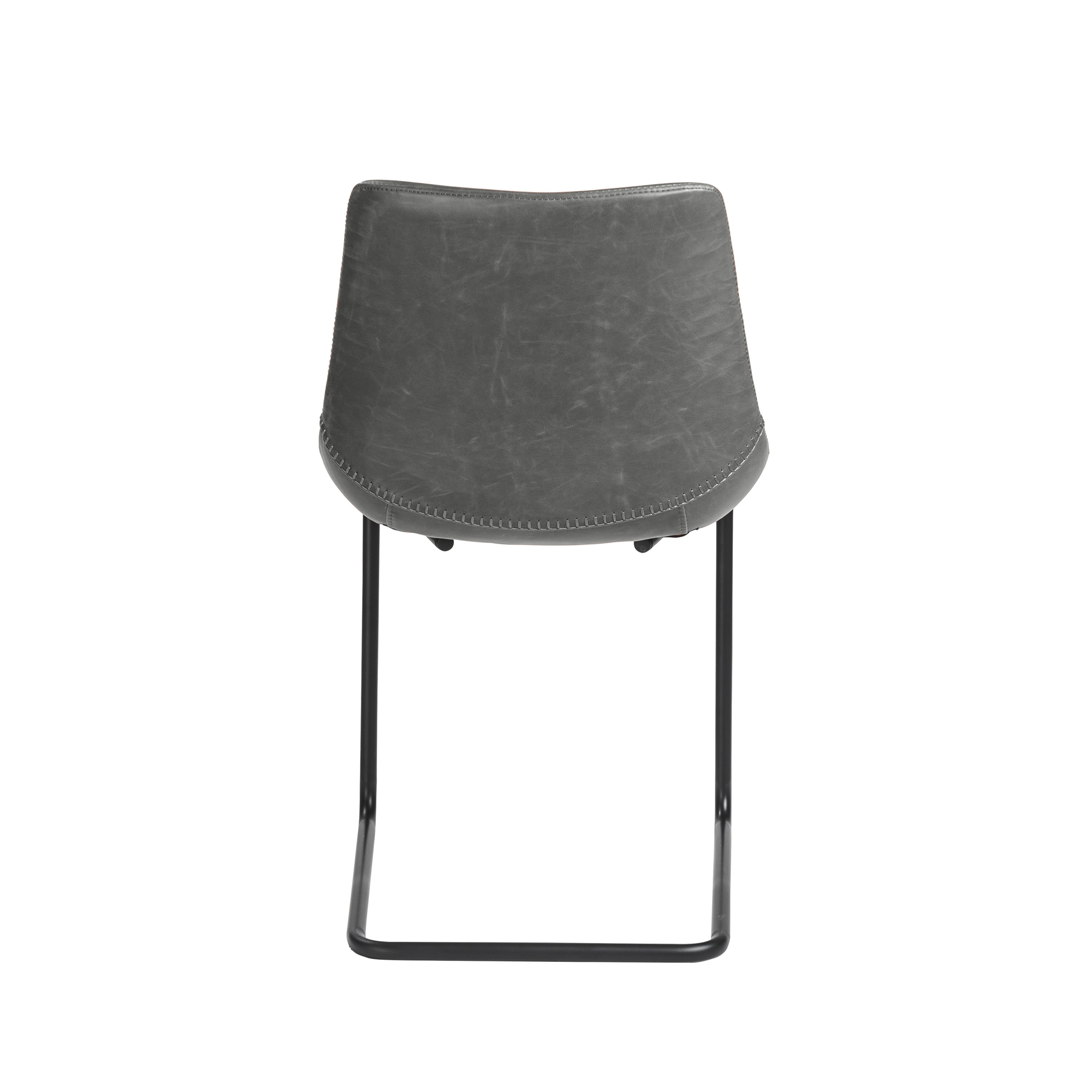 Flynn Side Chair Set of 2 - Genuine Leather Upholstery & Coated Metal Legs - Modern Dining Room, Kitchen, or Office Seating