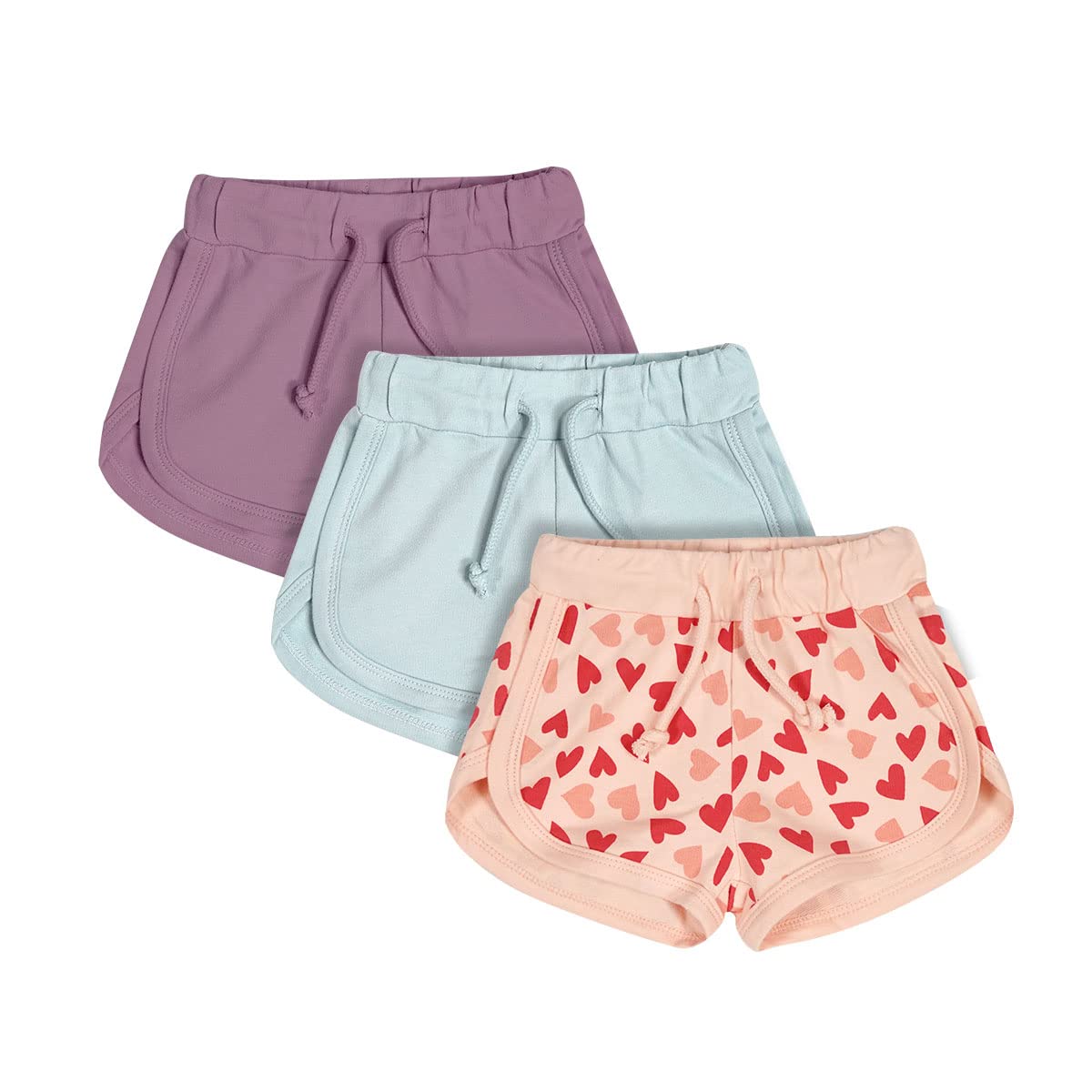 Teach Leanbh Toddler Baby Boys & Girls 3-Pack Cotton Athletic Shorts with Drawstring - Solid Color Playwear for Daycare, Playground & Outdoor Activities