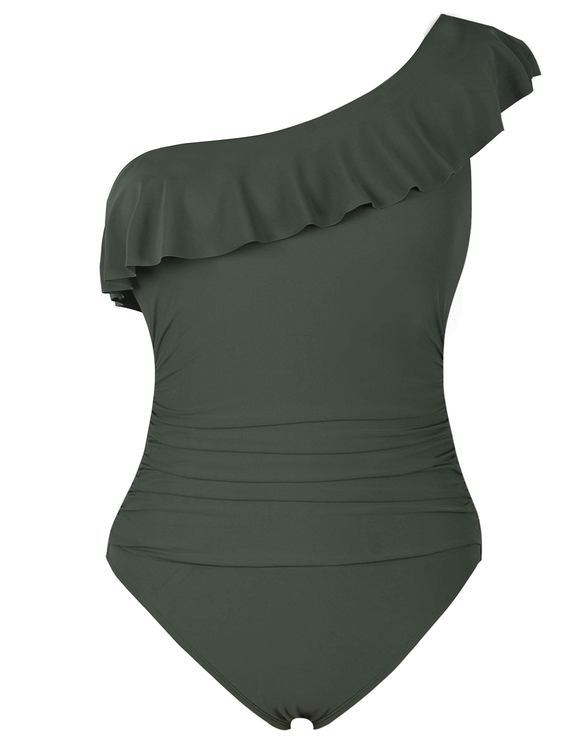 **Mycoco Women's One Piece Swimsuits - One Shoulder Ruched Bathing Suits for Women, Sexy Swimwear for Beach, Pool & Vacation**