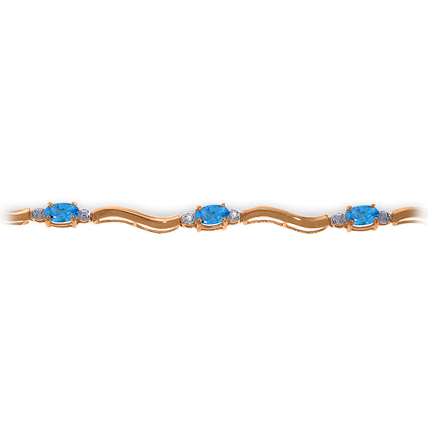 14K Solid Rose Gold Tennis Bracelet with Diamonds & Blue Topaz - Elegant Jewelry for Women, Perfect for Weddings, Parties & Special Occasions | Galaxy Gold GG Collection