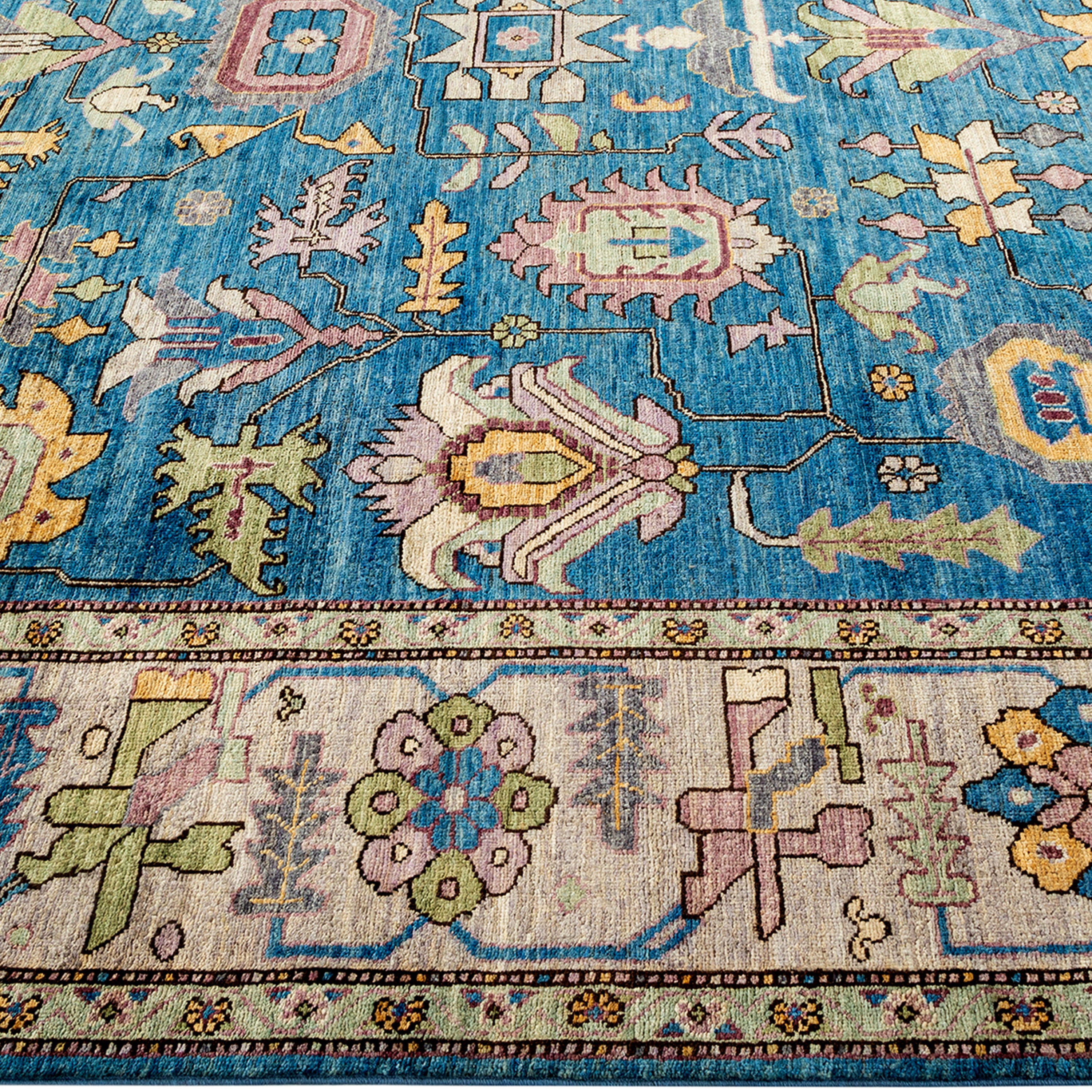 Handmade Blue Traditional Serapi Wool Rug 8'5 x 10'7 - Authentic Persian Design for Living Room, Bedroom & Home Decor