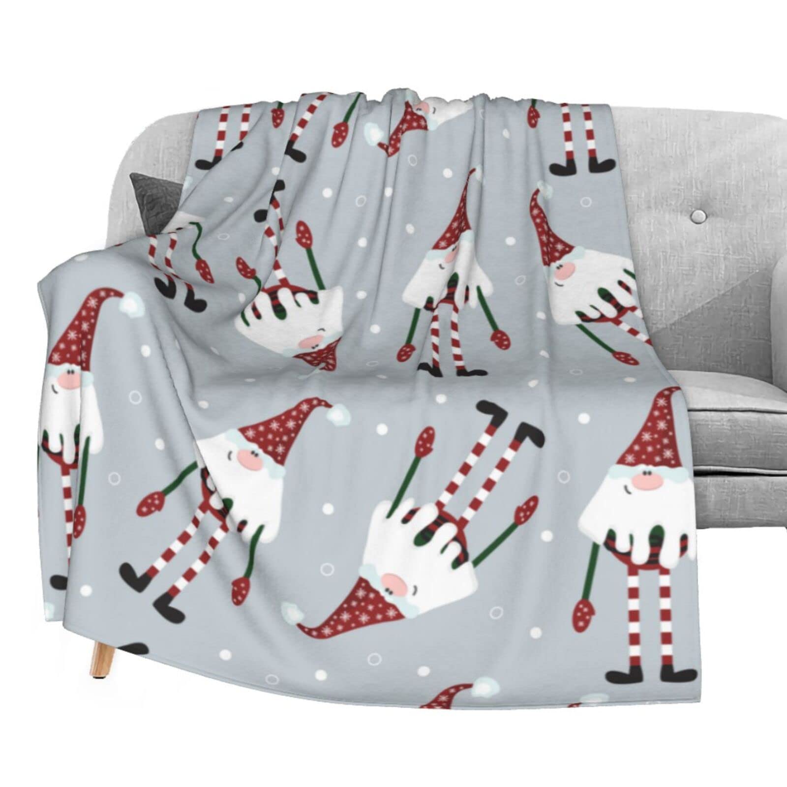 Super Soft Cute Christmas Gnomes Fuzzy Flannel Blanket Throw 40