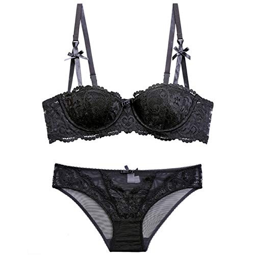 ZEGOO Women's Push Up Lace Bra & Panty Set - Sexy Lingerie with Bow Details for Valentine's Day, Wedding Night, and Special Occasions