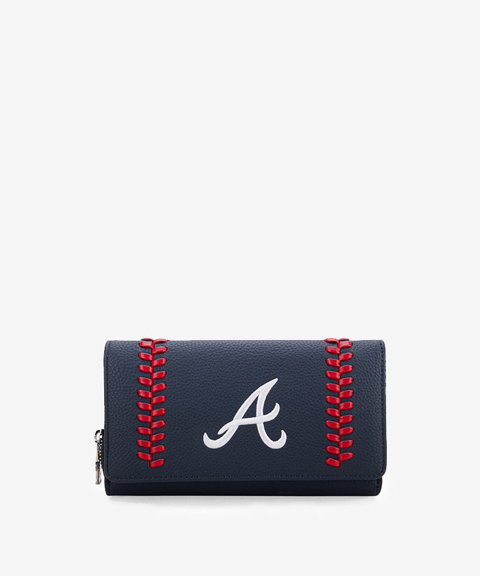 MLB Atlanta Braves Genuine Leather Wallet for Men - Stylish & Durable Bifold Wallet for Baseball Fans - Perfect for Gifts, Game Days & Everyday Use