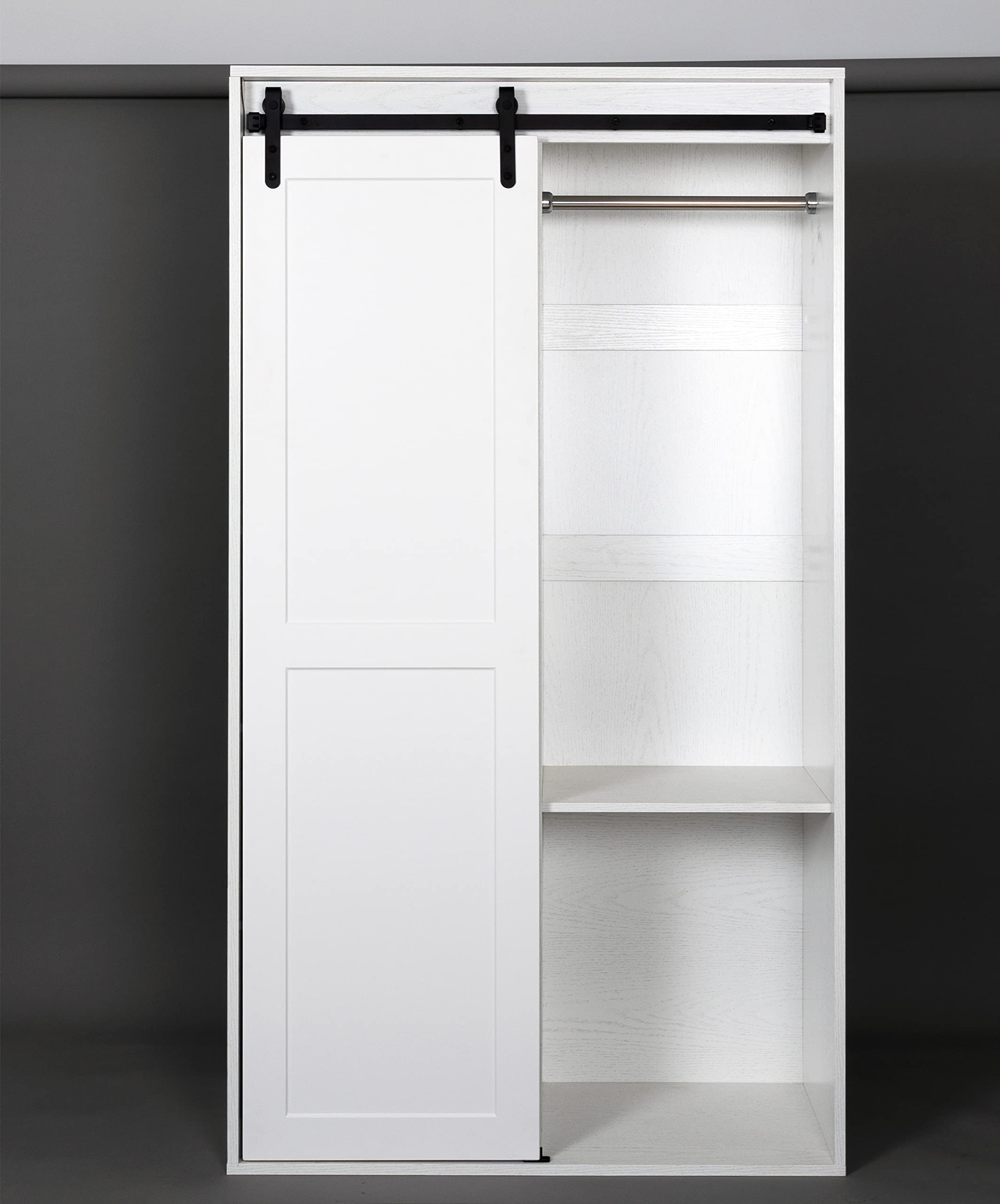 71 Inch Tall White Armoire Wardrobe Closet - Spacious Bedroom Storage Cabinet with Hanging Rod, Barn Doors, Drawers & Open Shelves for Clothes, Shoes & Accessories | Perfect for Master Bedroom, Guest Room or Dorm Organization