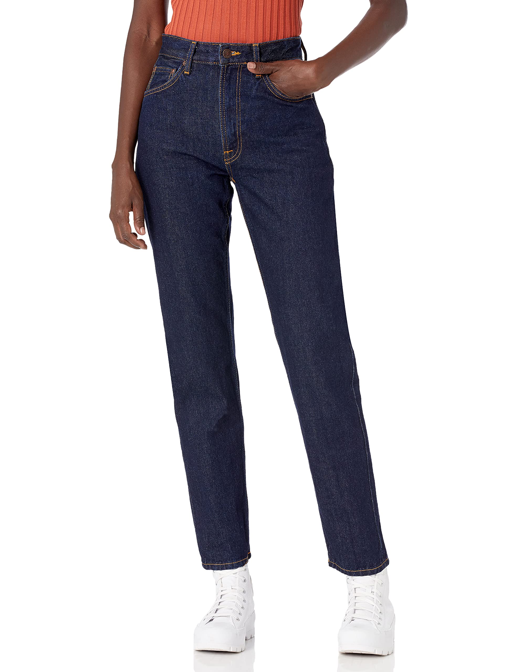 Nudie Jeans Women's Breezy Britt Rinsed Malibu Slim Fit High Waist Jeans - Comfortable Stretch Denim Pants for Casual Wear & Everyday Outfits