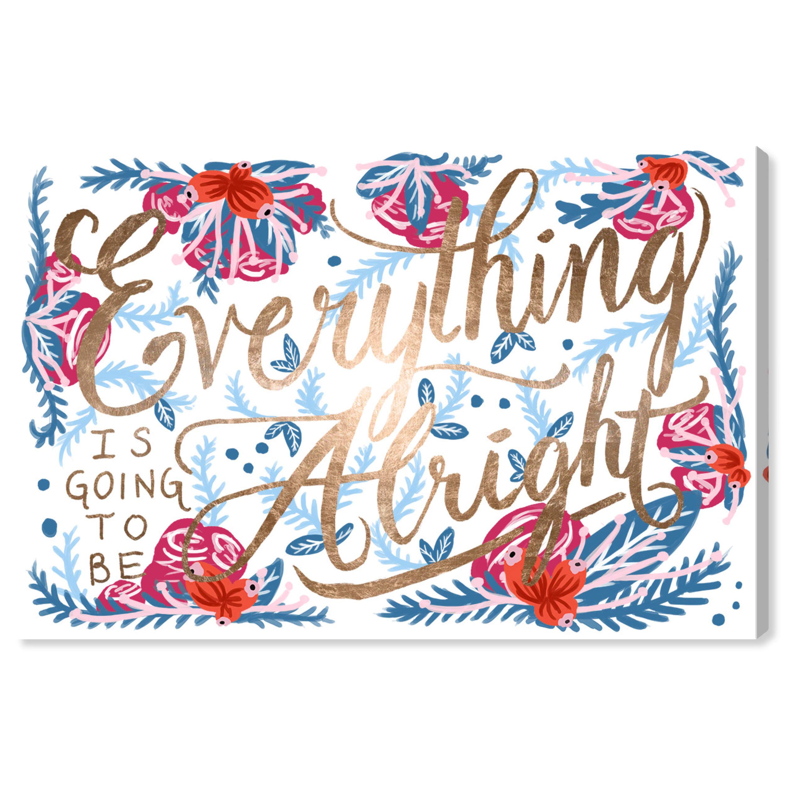 Oliver Gal Artist Co. 'Spring Alright' Typography Wall Art Canvas Print - 24x16 Inch Gold & Red Inspirational Quote Home Decor - Perfect for Living Room, Bedroom & Office Decorations