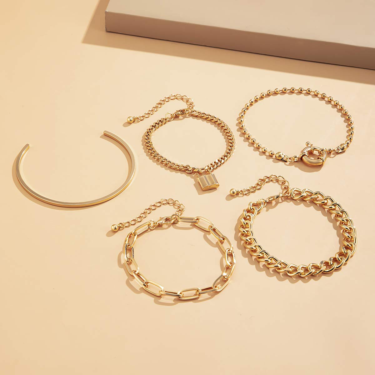Stylish Cuban Link Bracelets for Women - Thin Open Cuff, Paperclip & Ball Chain Bracelet Set | Trendy Beaded Jewelry Gift for Girls | Perfect for Parties, Dating & Everyday Wear