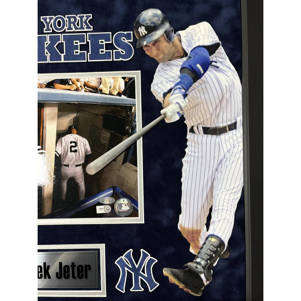 Derek Jeter Autographed New York Yankees 8x10 Photo Collage Framed with MLB COA - Signed Steiner NY - Perfect for Yankees Fans, Sports Memorabilia Collectors & Man Cave Decor