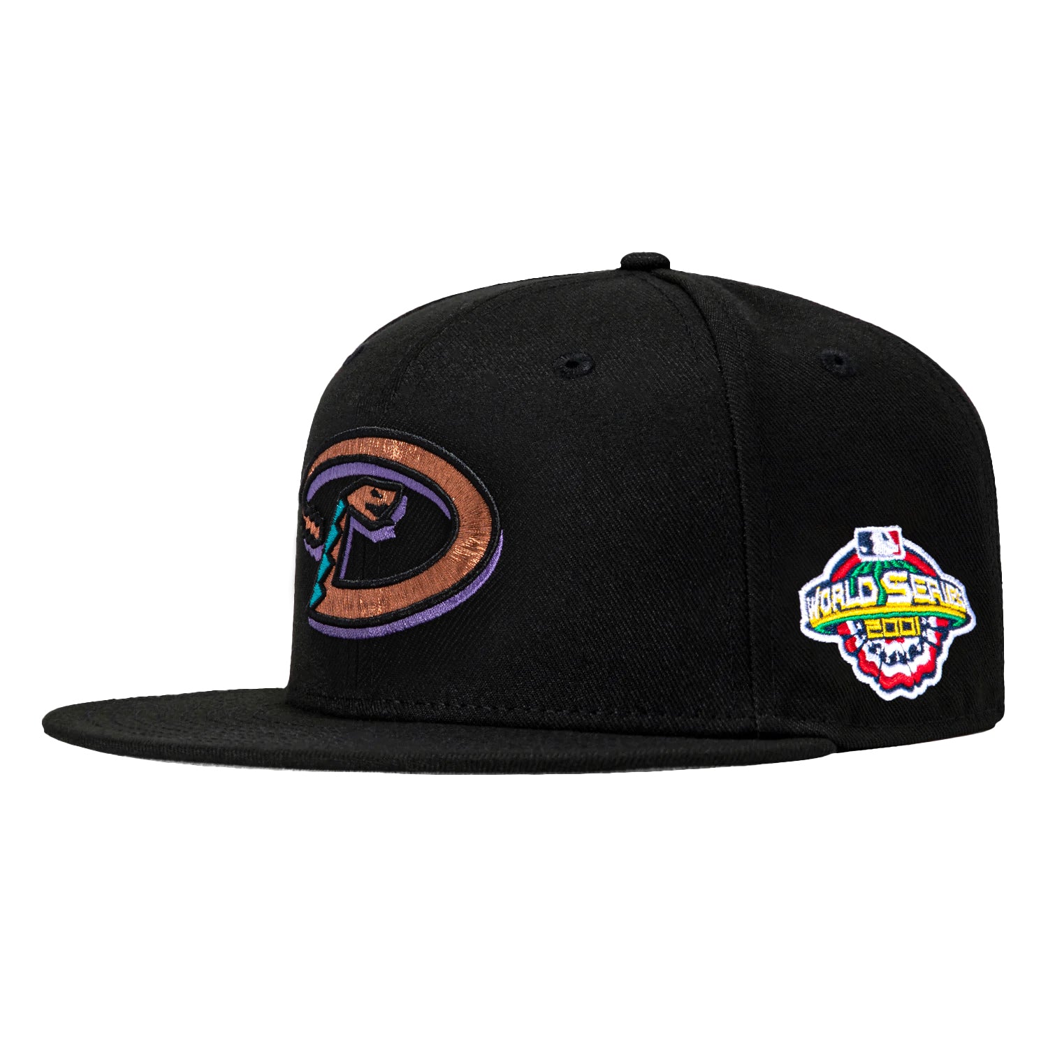 New Era 59Fifty Arizona Diamondbacks 2001 World Series Patch Snapback Hat - Black | Official MLB Baseball Cap for Men & Women | Perfect for Games, Collecting & Streetwear Fashion