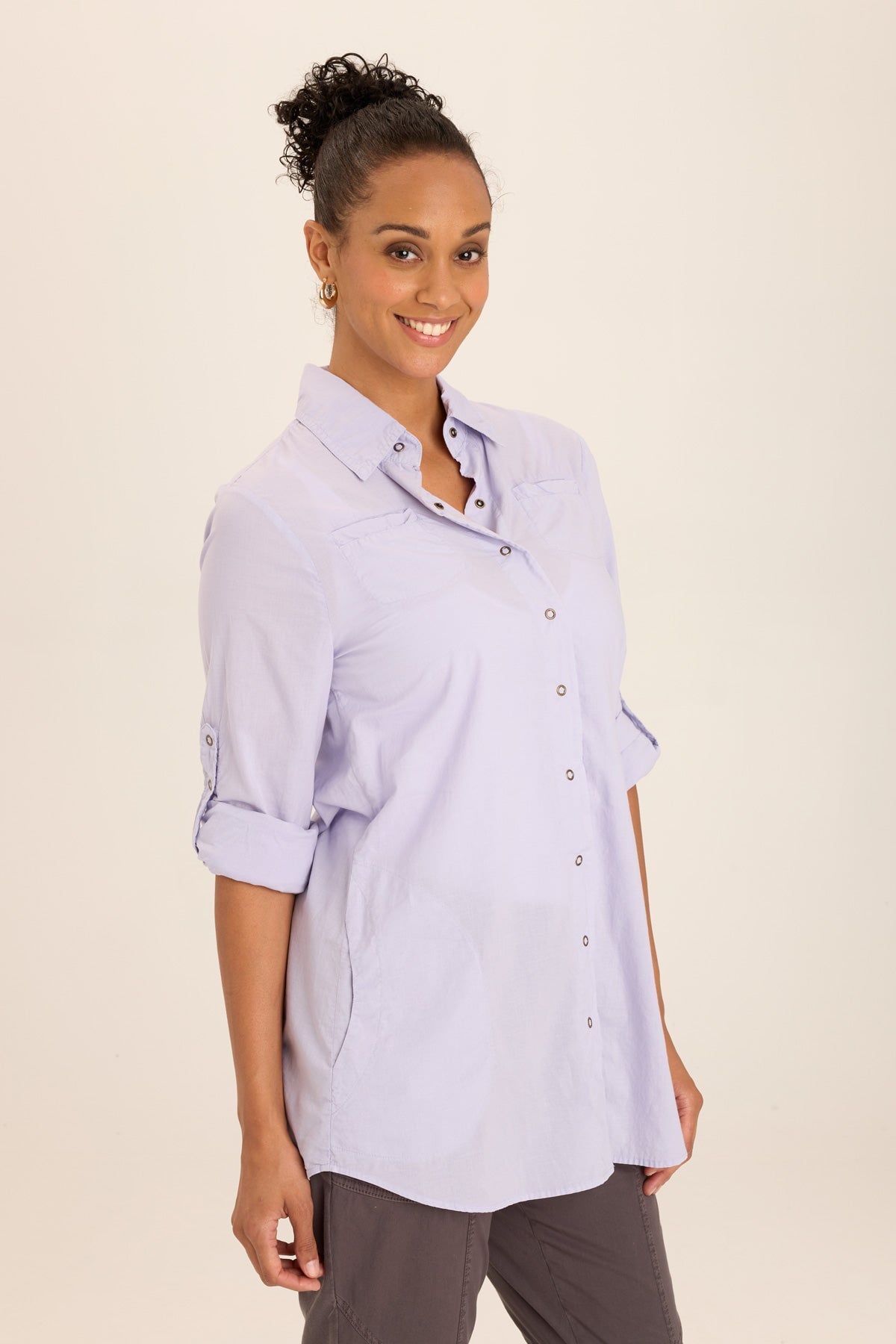 Soft Voile Button Down Blouse for Women - Breathable & Lightweight Work Shirt - Perfect for Office, Business Casual & Spring Outfits