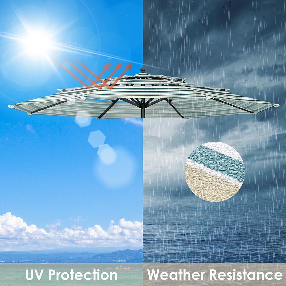 10ft 3-Tiered 8-Rib Patio Umbrella Replacement Canopy - Durable Outdoor Shade Cover for Garden, Poolside & Backyard - TheLAShop