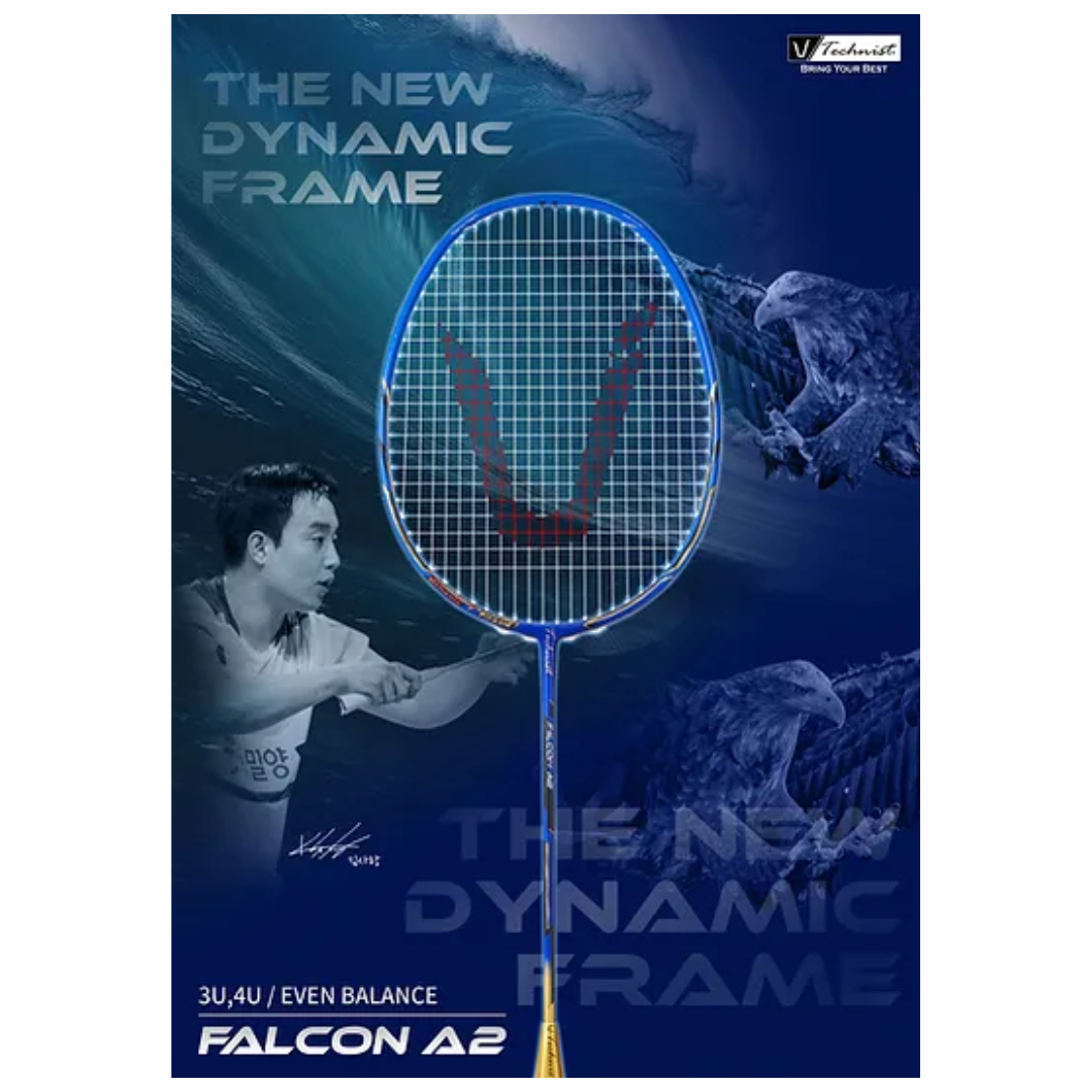 Technist Falcon A2 Unstrung Badminton Racket - Professional Carbon Fiber Badminton Racket for Adults & Teens (Blue/Gold) | Perfect for Training, Tournaments & Recreational Play