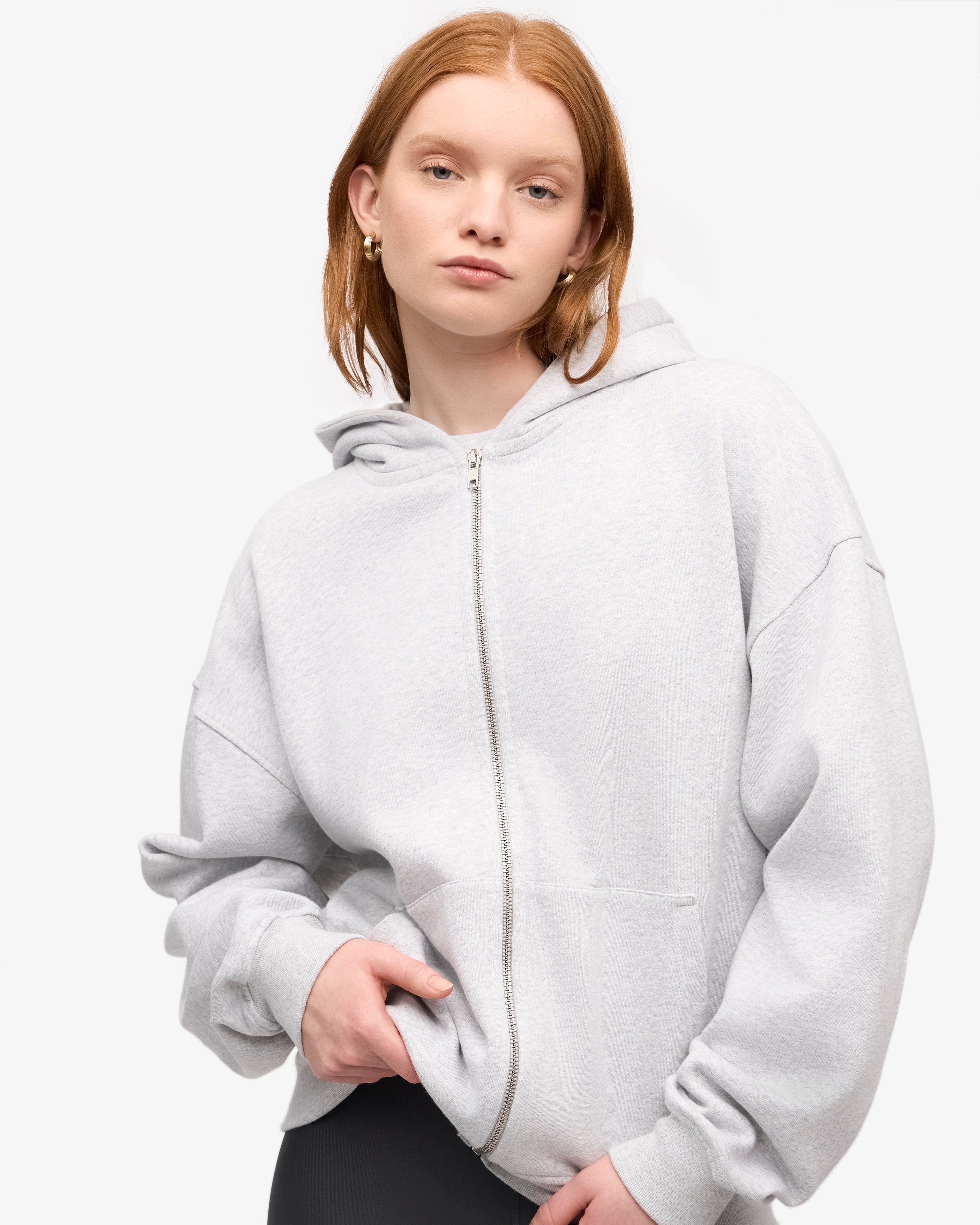 Organic Oversized Zip Hoodie - Snow Melange | Cozy Winter Wear for Men & Women | Perfect for Casual Outfits, Lounging & Outdoor Activities