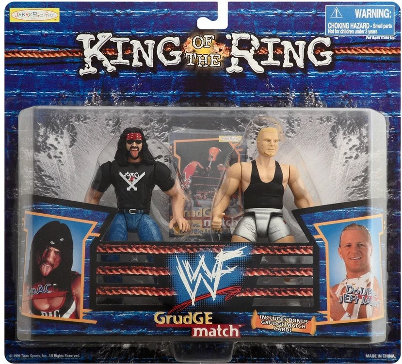 Vintage 1999 WWF Jakks Pacific Grudge Match Wrestling Figure - X-Pac vs. Double J Jeff Jarrett | Collectible Action Figure for WWE Fans & Toy Collectors | Perfect for Display, Play & Nostalgic Wrestling Memorabilia