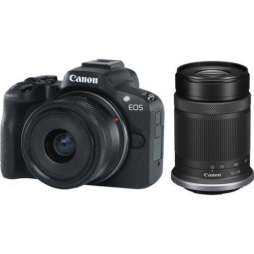 Canon EOS R50 Mirrorless Camera with RF-S 18-45mm & 55-210mm Lenses Kit - 4K Video, Dual Pixel AF, Compact & Lightweight for Travel, Vlogging & Photography