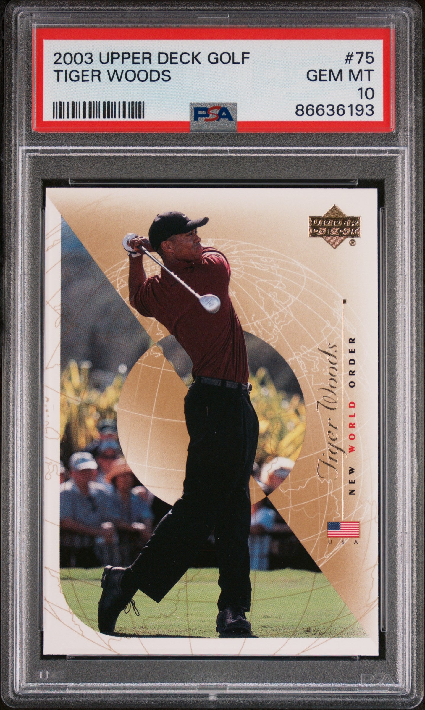 2003 Upper Deck Golf Tiger Woods #75 PSA 10 Gem Mint - Rare Collectible Trading Card for Sports Memorabilia & Investment - Perfect for Display, Trading, and Golf Enthusiasts