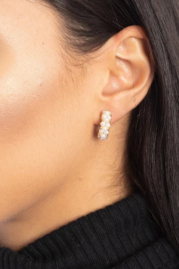 Pearl Embellished Hoop Earrings for Women - Elegant Gold Plated Dangle Earrings with Freshwater Pearls - Perfect for Weddings, Parties & Everyday Wear