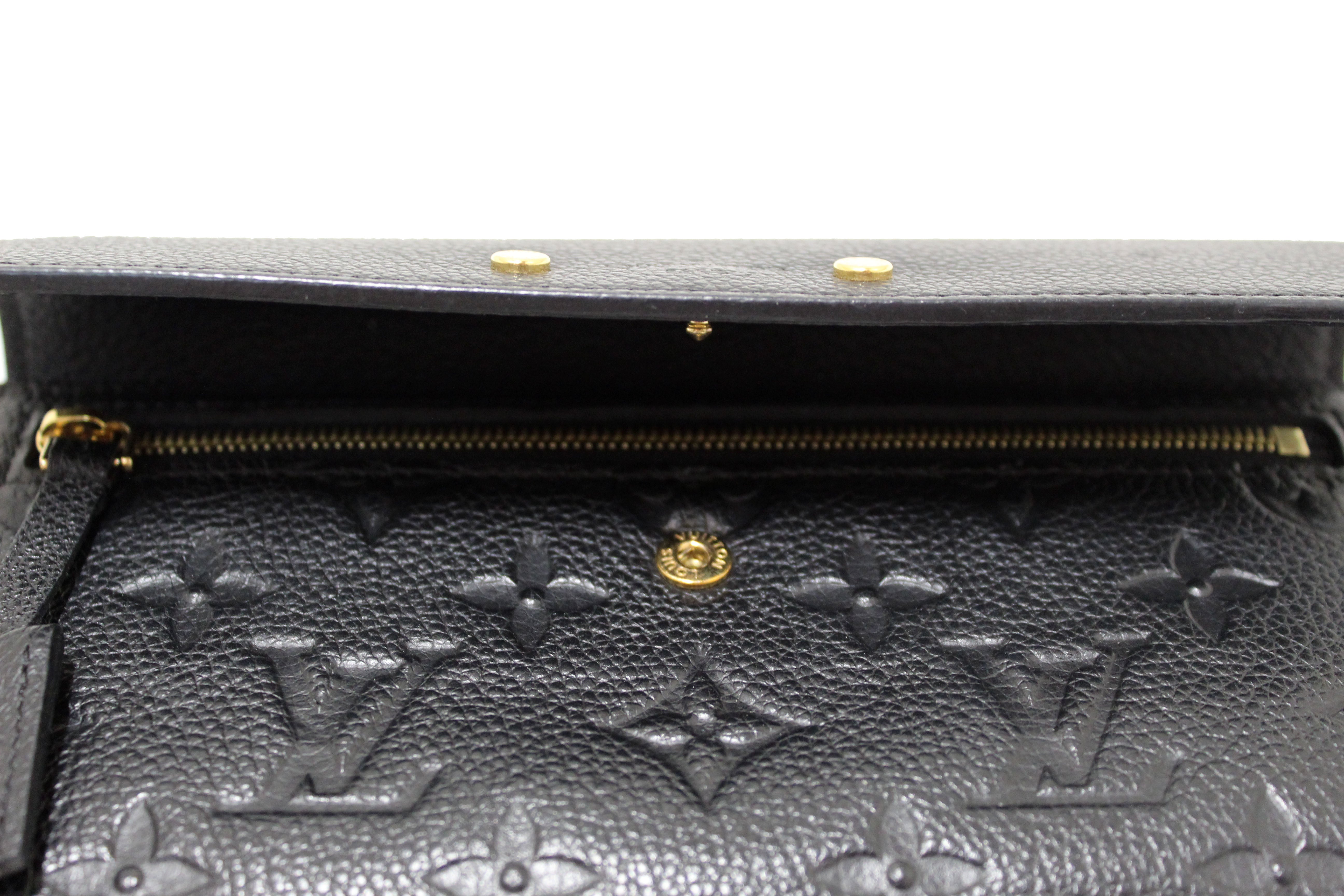 Authentic Louis Vuitton Black Monogram Empreinte Pont Neuf Wallet for Women - Luxury Leather Card Holder & ID Organizer - Perfect for Everyday Use, Travel & Gifts