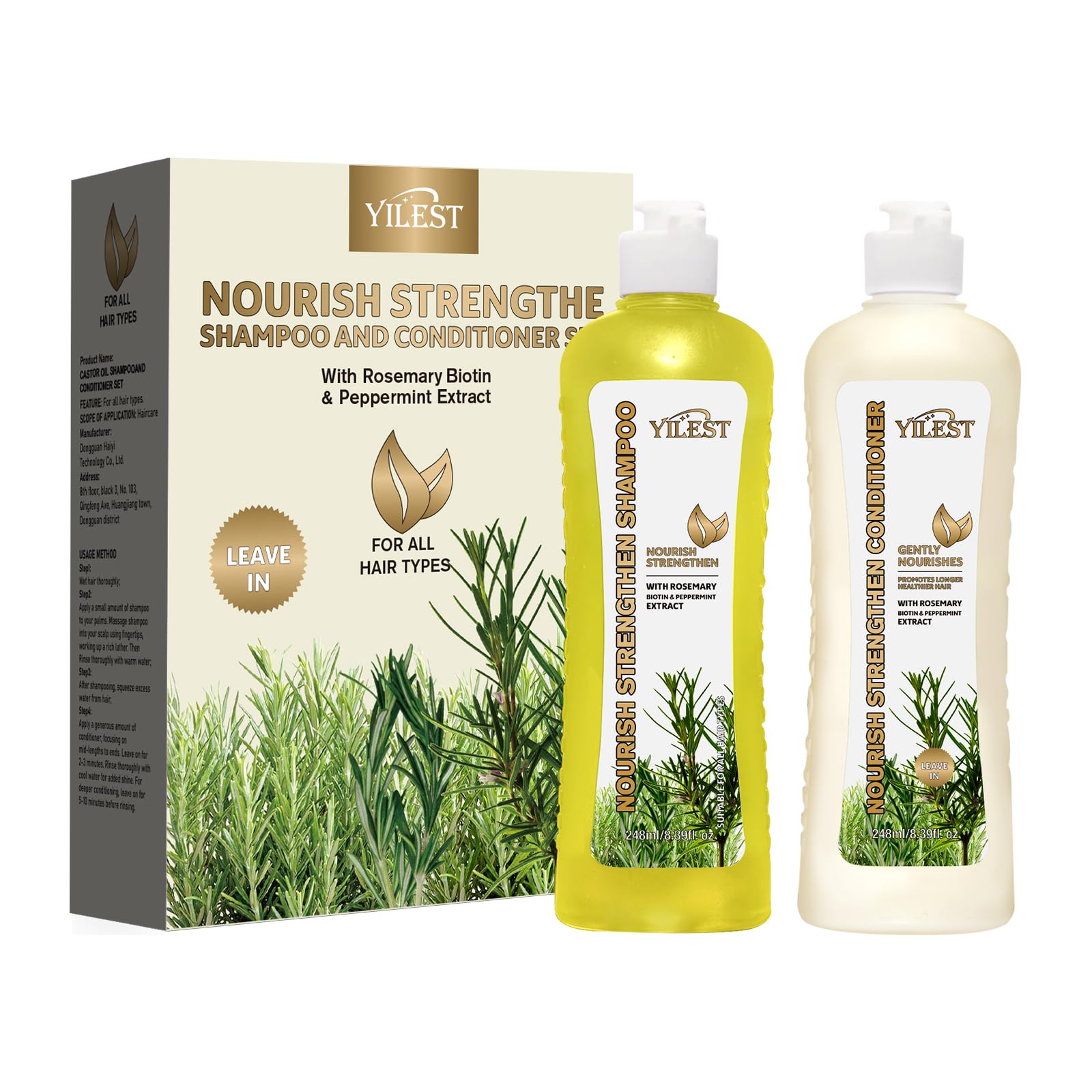 Rosemary Hair Growth Shampoo & Conditioner Set for Men & Women - Strengthening Treatment for Thicker, Longer Hair | Natural Rosemary Mint Formula for Thinning Hair & Hair Loss Prevention | Perfect for Daily Hair Care & Scalp Nourishment
