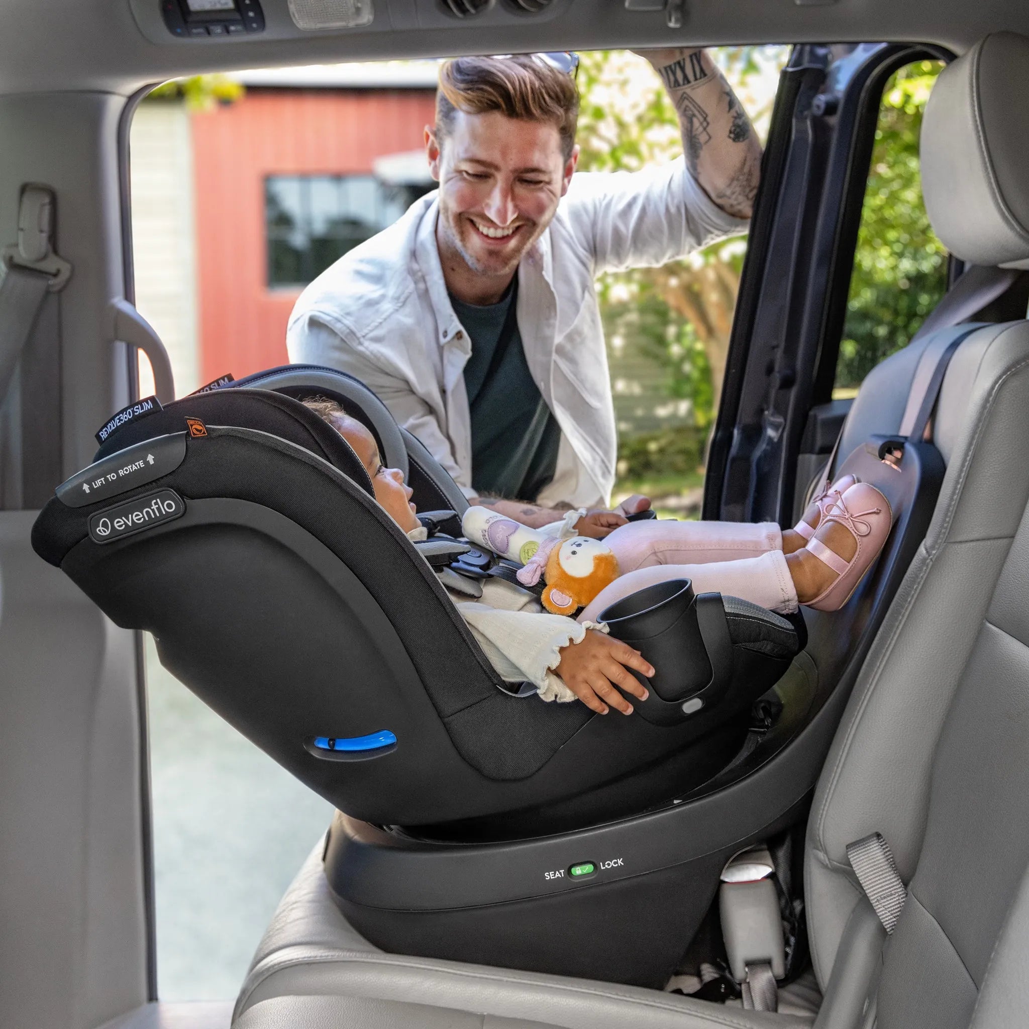 Revolve 360 Slim 2-in-1 Rotating Convertible Car Seat for Infants & Toddlers - Easy Installation & 360° Rotation for Safe Entry/Exit - Perfect for Compact Cars & Daily Commutes