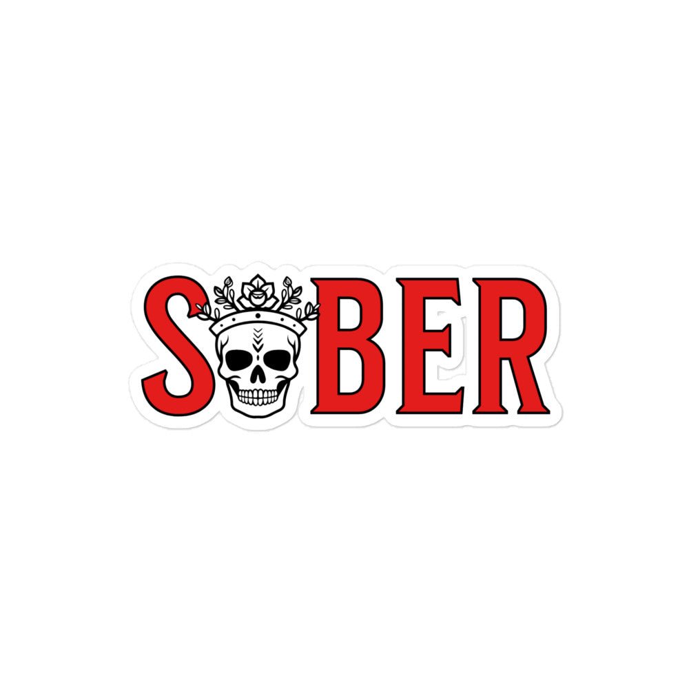 Sober Crown Skull Vinyl Sticker - Waterproof Decal for Laptops, Cars, and Motorcycles - Perfect for Bikers, Skaters, and Rock Music Fans