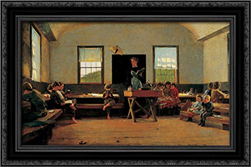 Winslow Homer 24x16 Black Ornate Wood Framed Canvas Art - The Country School Painting - Perfect for Living Room, Bedroom & Office Wall Decor