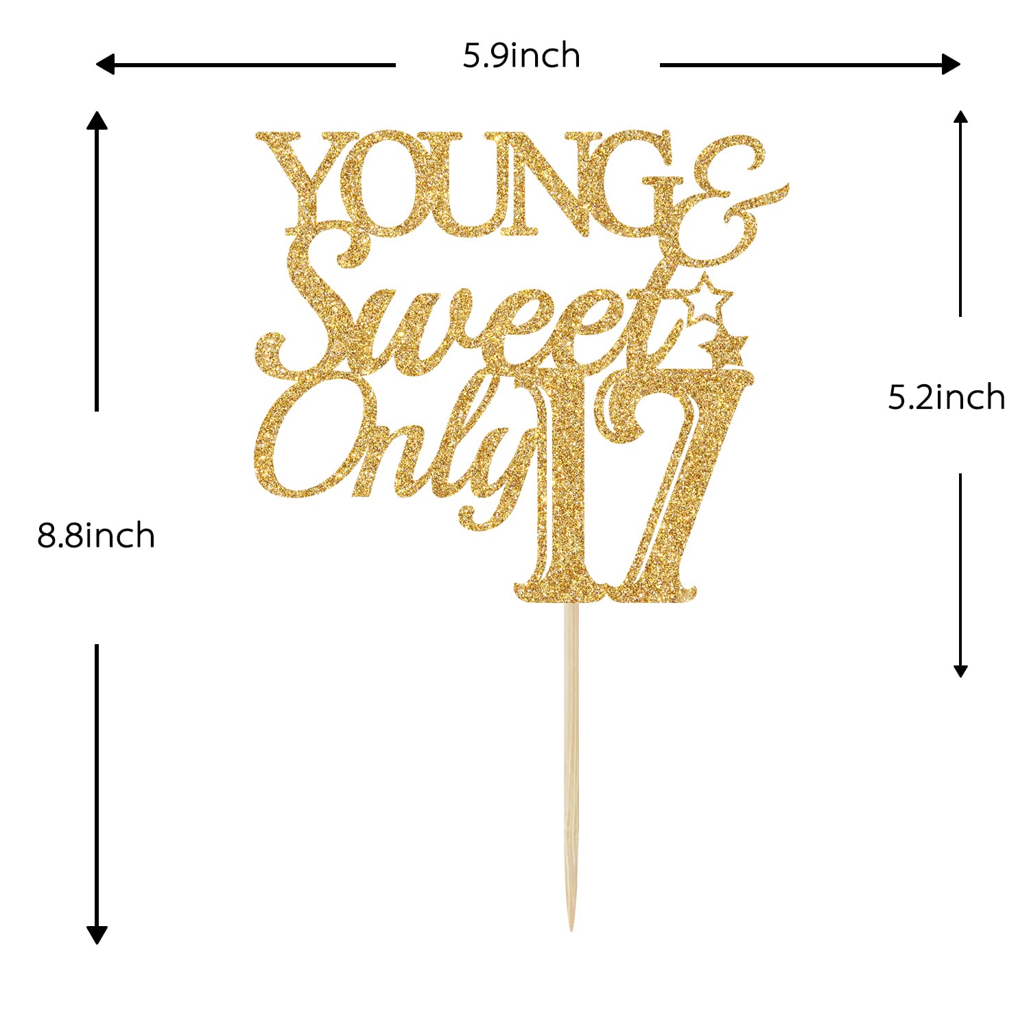 Happy 17th Birthday Cake Topper - Gold Glitter 'Hello 17' Cake Decoration for Sweet 17 Parties & Anniversaries - Perfect for Teen Birthday Celebrations & Milestone Decor