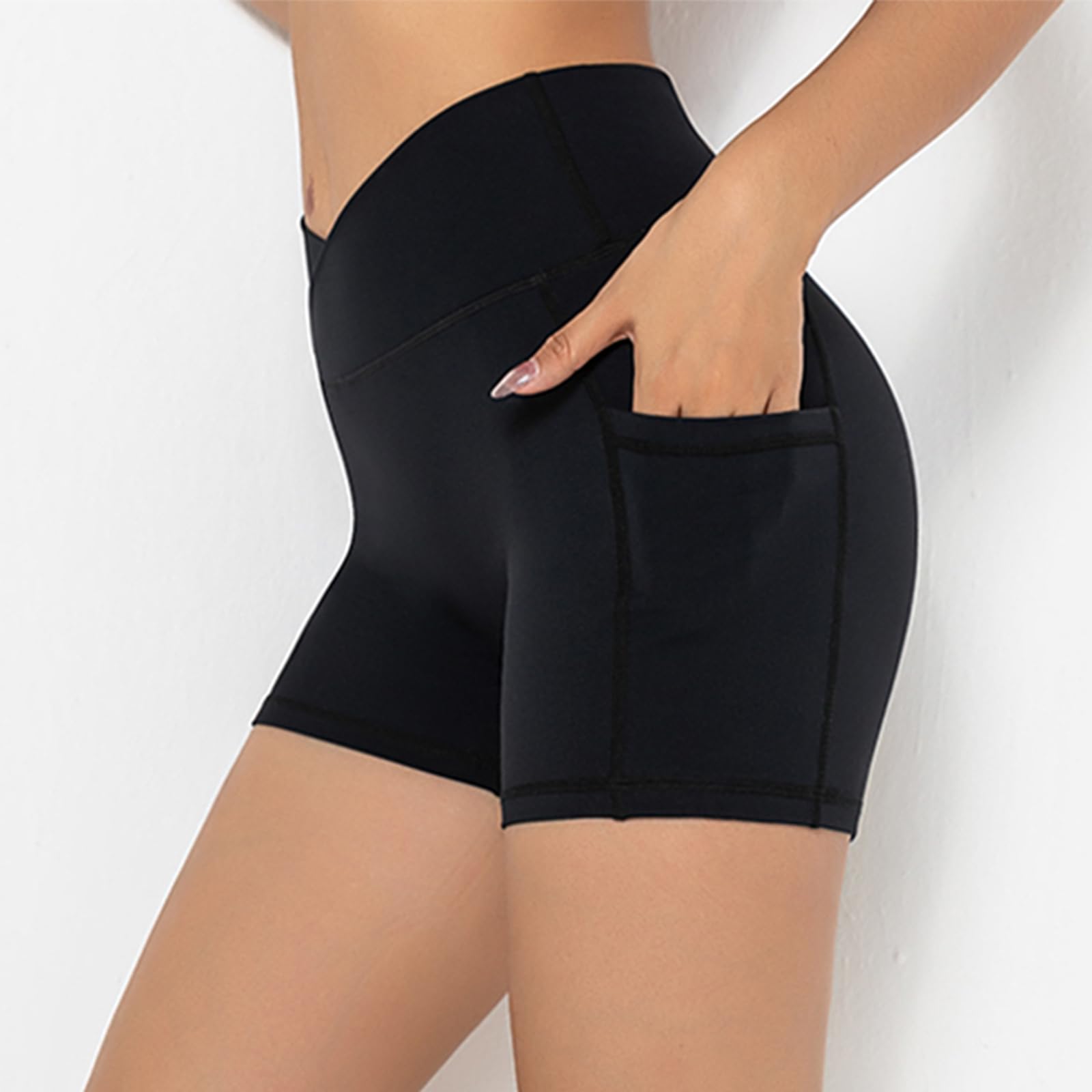 Darkterror Women's Workout Shorts - High Waist Spandex Gym Yoga Running Shorts with Pockets - Perfect for Cross Training, HIIT & Lounge Wear