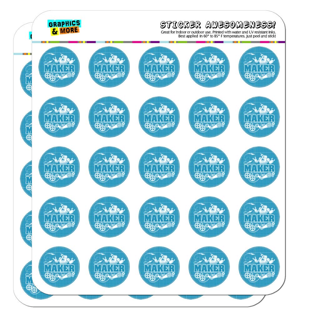 Robot and Gears Planner Stickers - Blueprint Design for Scrapbooking, DIY Crafting, Bullet Journal & Calendar Decoration - Perfect for Makers, Engineers and Creative Projects