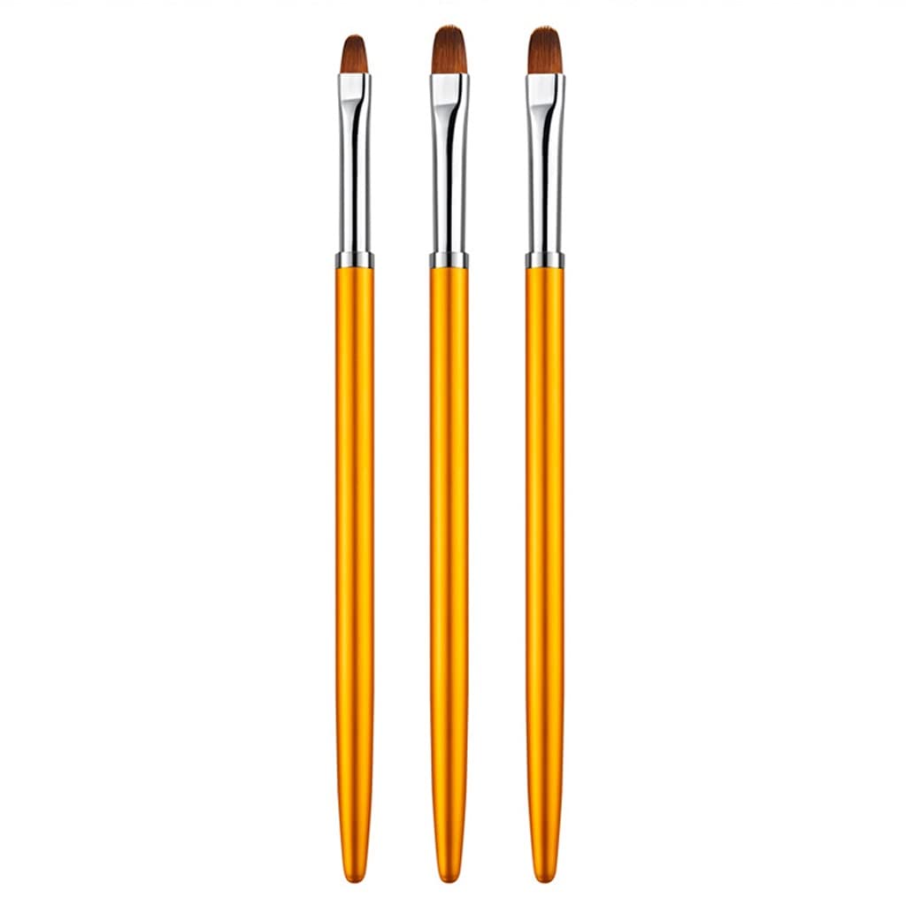 3Pcs Metal Round Top Nail Art Brushes Set - Professional Gel Extension & Painting Liner Kit for Flower Petal Drawing, Manicure Tools | Perfect for Salon, Home DIY & Nail Art Enthusiasts