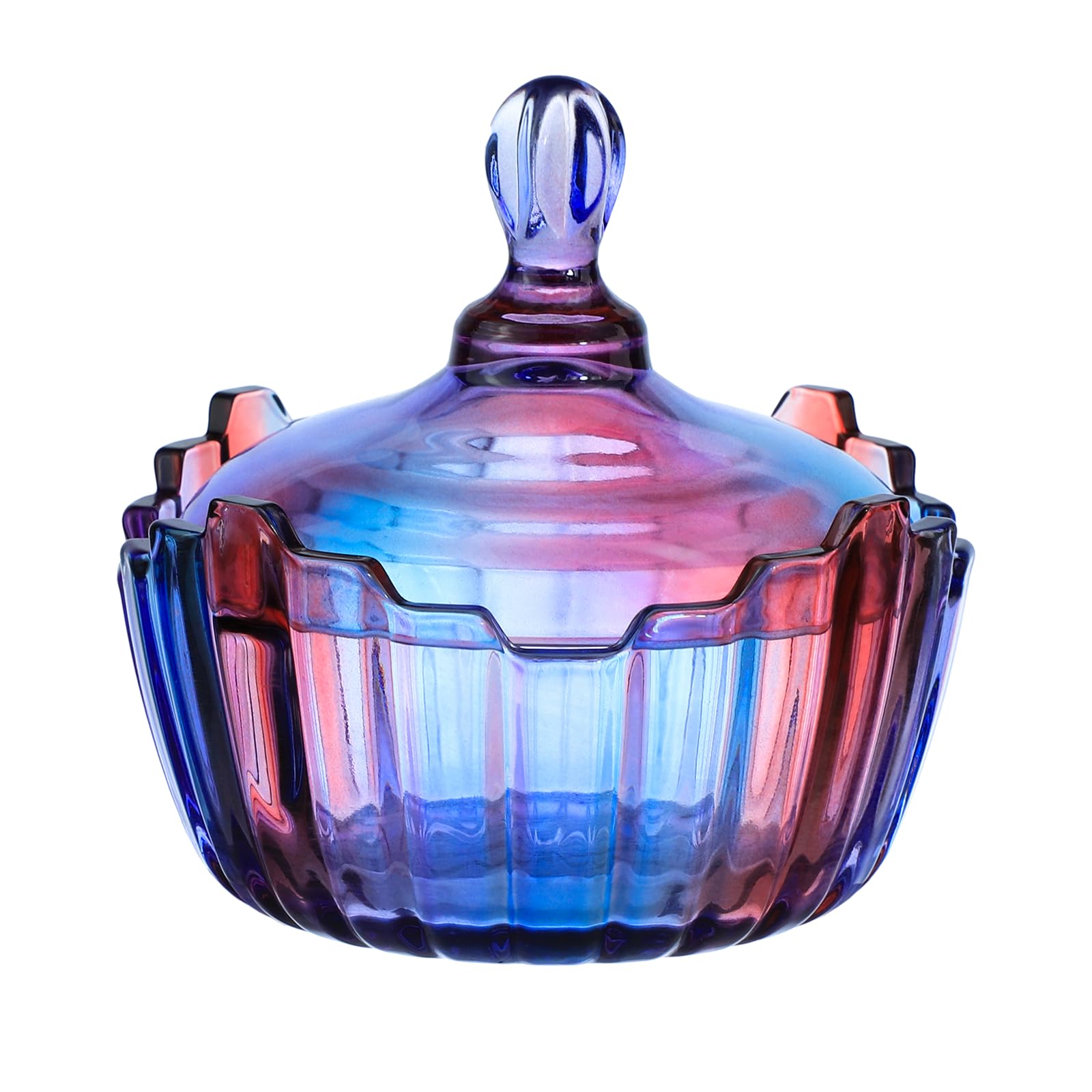 Royal Large Glass Candy Dish with Lid - Purple Rainbow Clear Apothecary Jar for Wedding Candy Buffet, Party Treats & Home Decor (10oz) | Perfect for Candy Storage, Gift Giving & Kitchen Organization
