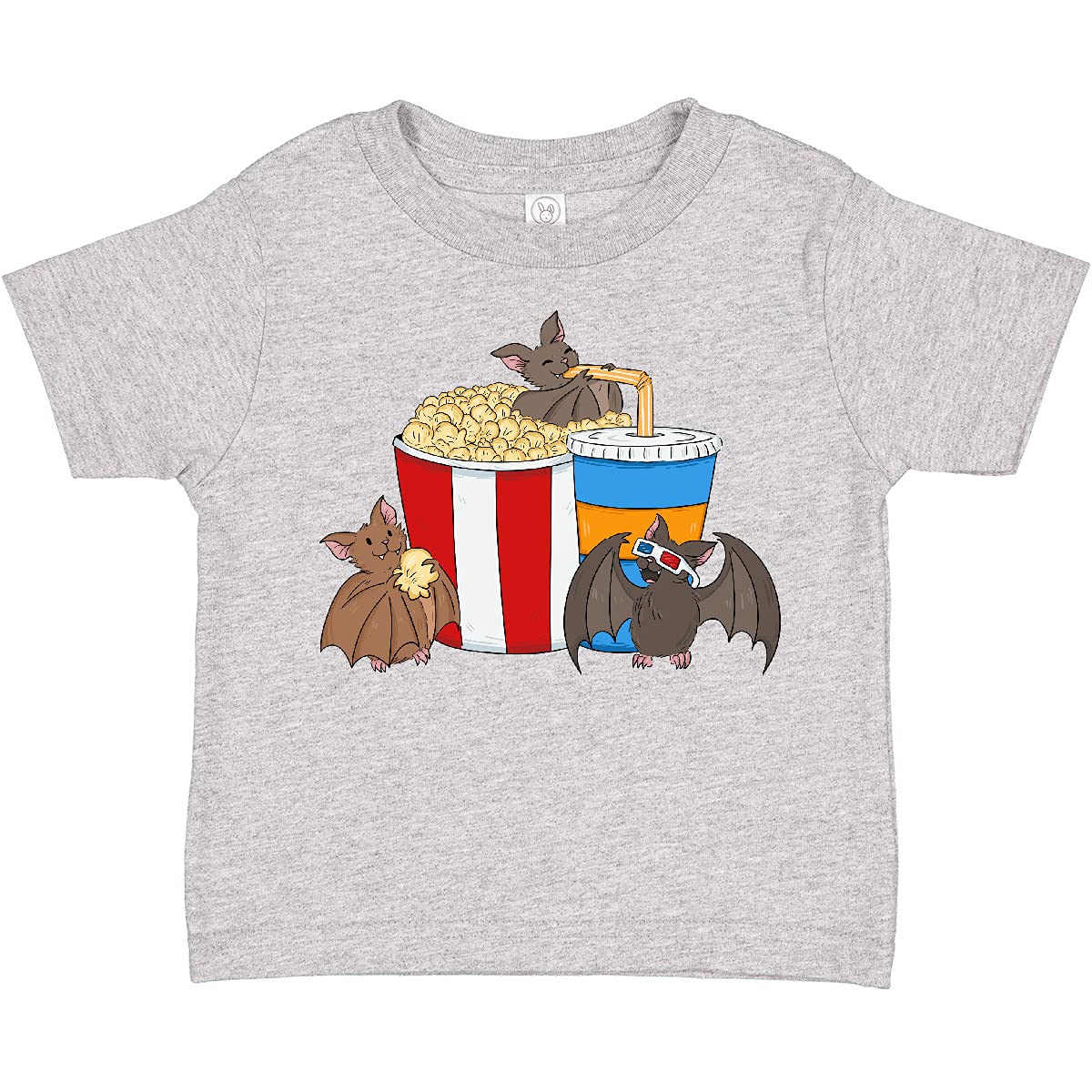 Movie Loving Bats with Popcorn and Soda Toddler T-Shirt - Cute Kids Graphic Tee for Film Lovers - Perfect for Family Movie Nights & Halloween Costumes