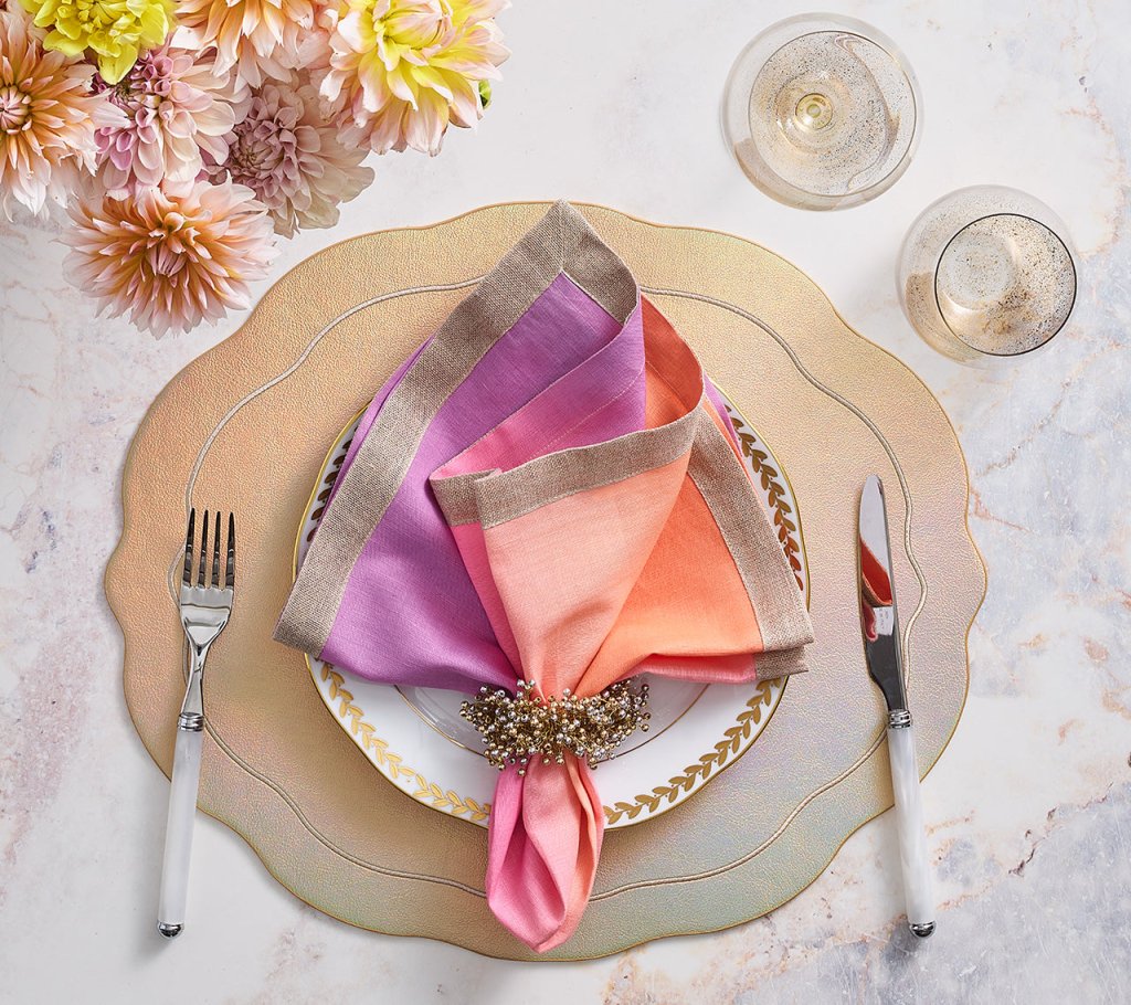Elegant Dip Dye Napkins Set of 4 - Warm Earth Tones Cotton Table Linens for Dinner Parties & Home Decor