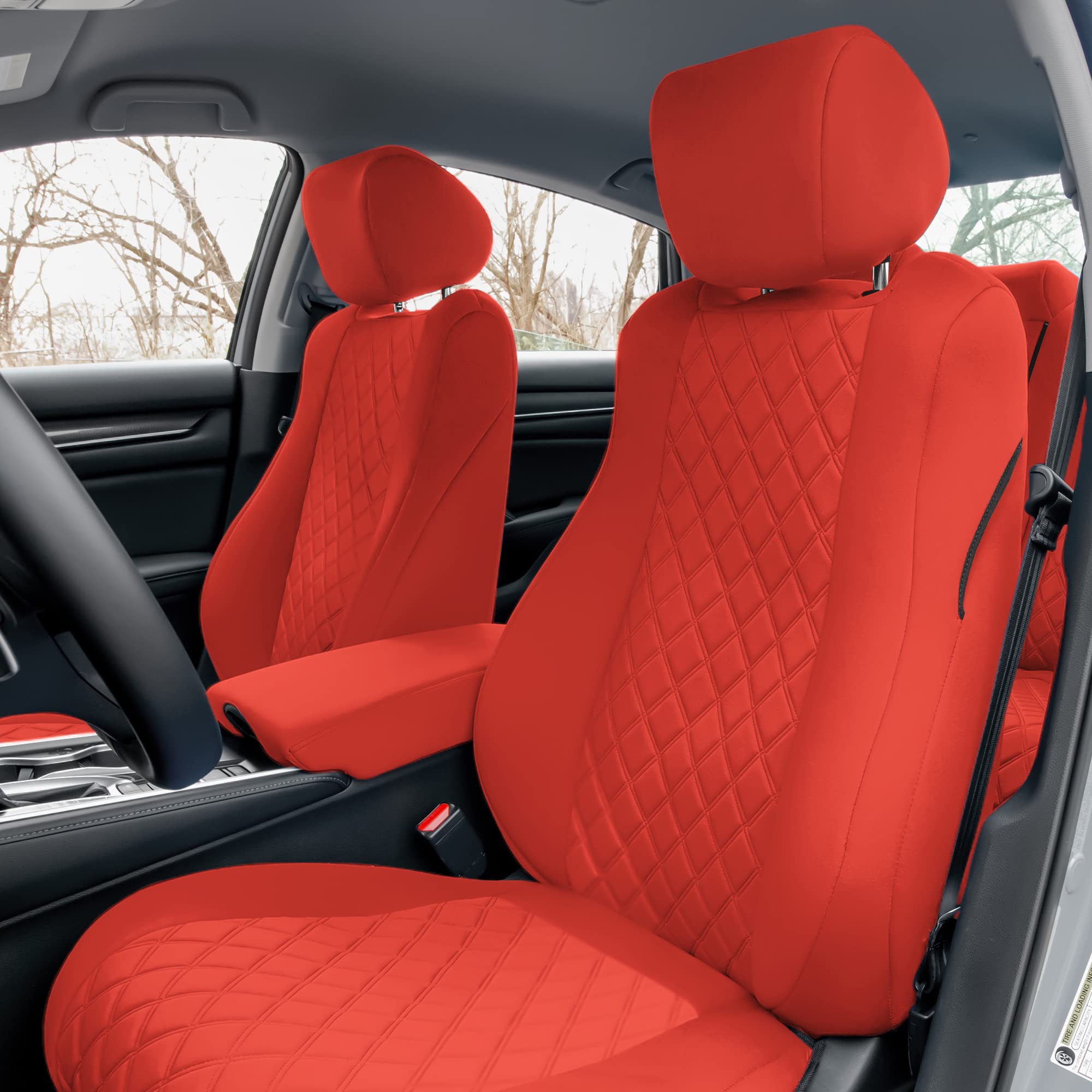FH Group Custom Fit Seat Covers for 2018-2022 Honda Accord (Touring/Sport/SE/EX/EX-L) - Front Set, Red Neoprene Waterproof Car Seat Protectors | Perfect for Daily Commuting, Road Trips & Outdoor Adventures