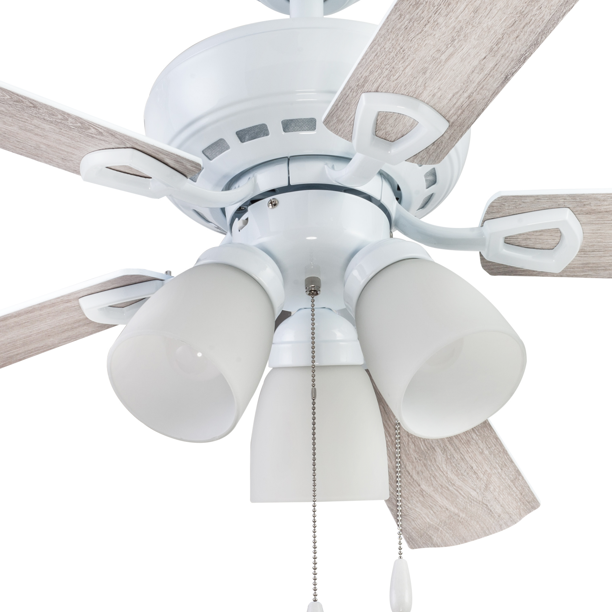 44 Inch White Miller Park Ceiling Fan with Pull Chain - Perfect for Living Room, Bedroom, and Office Cooling