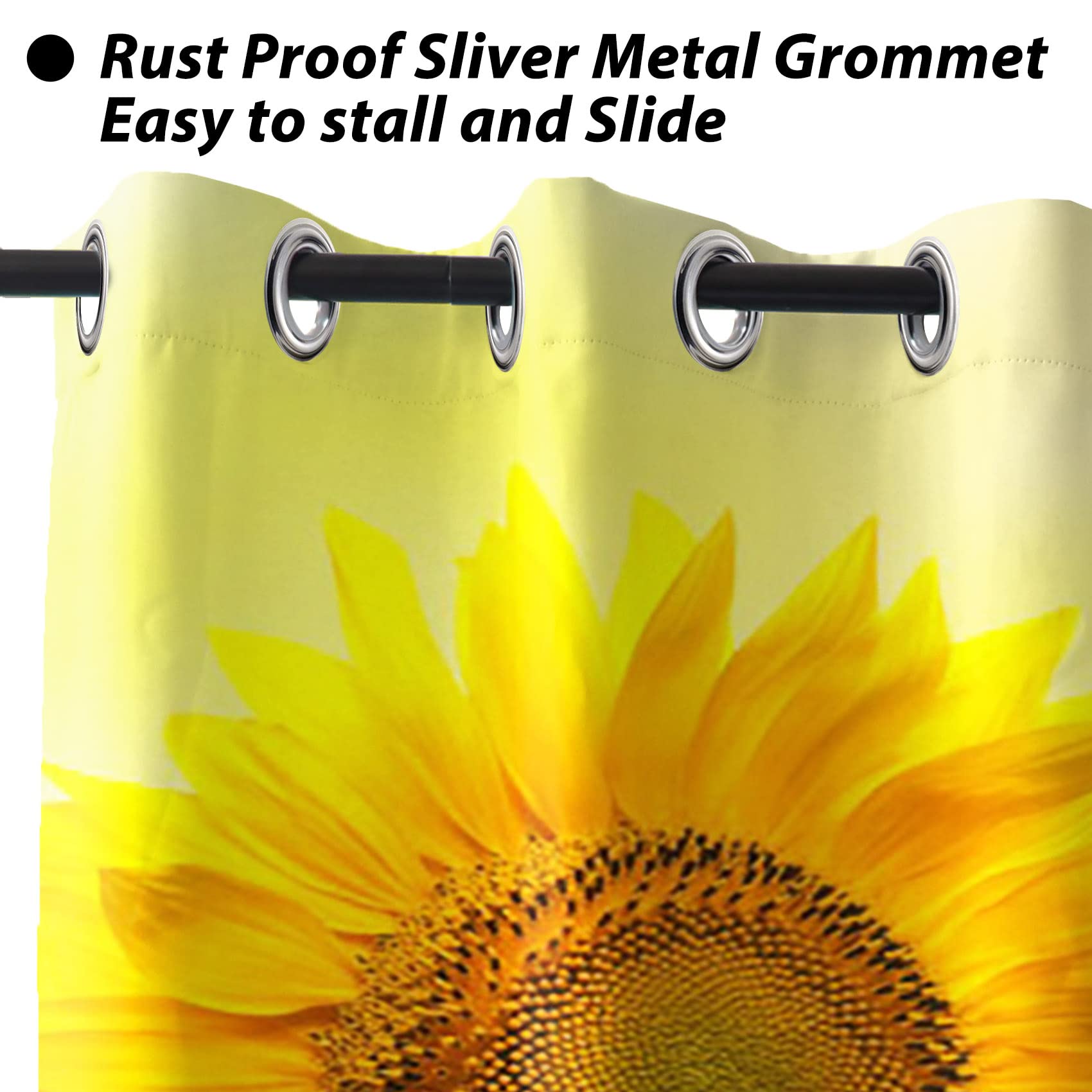 Baocicco Sunflower Blackout Curtains - 2 Panels 53x96 Inch, Thermal Insulated & Soundproof Floral Drapes for Kitchen, Bedroom, Living Room - Country Nature Garden Sunflower Theme with Grommets | Perfect for Home Decor, Privacy & Light Blocking